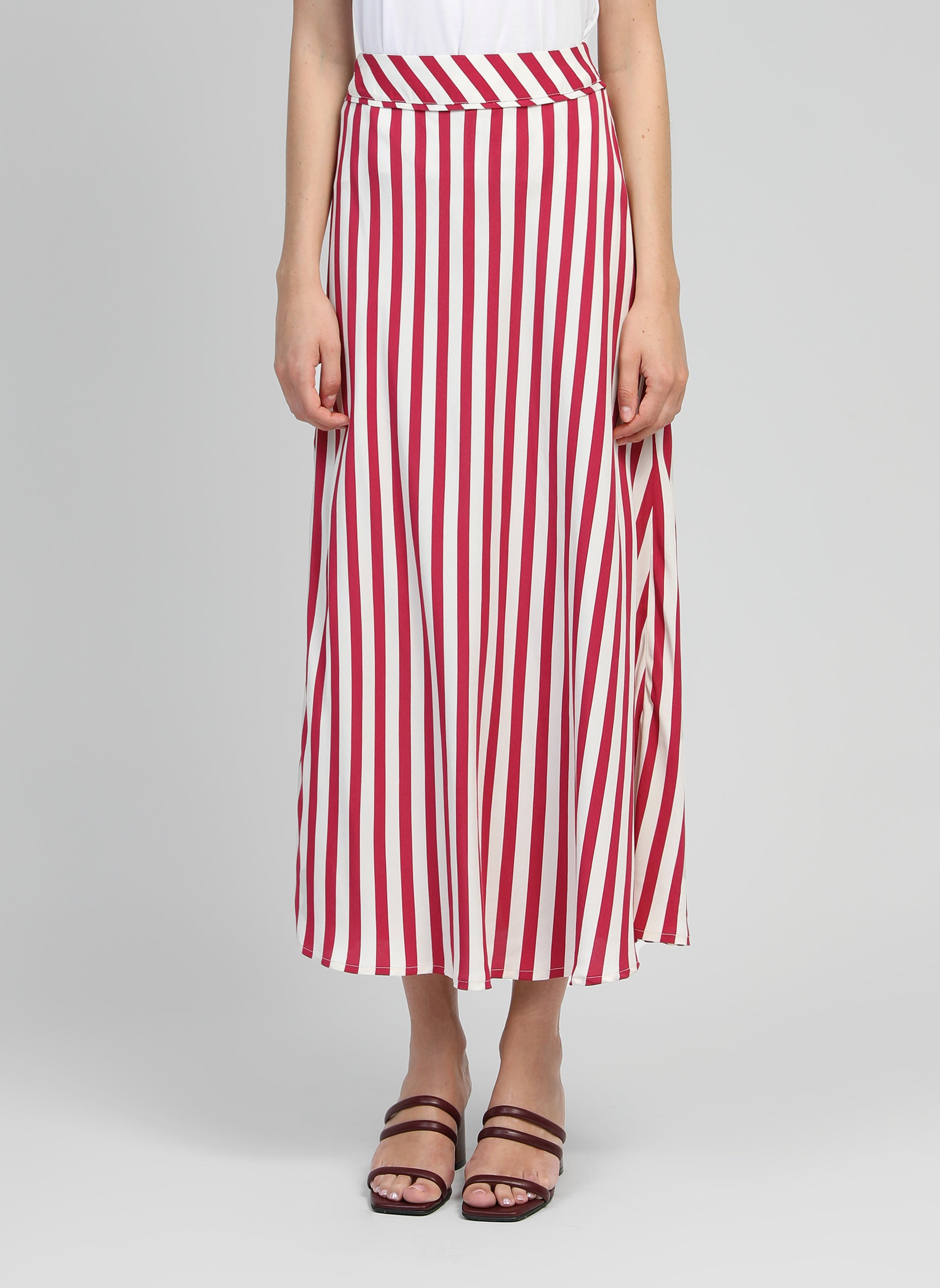 JUPE LONGUE GALVILY stipe framboise
