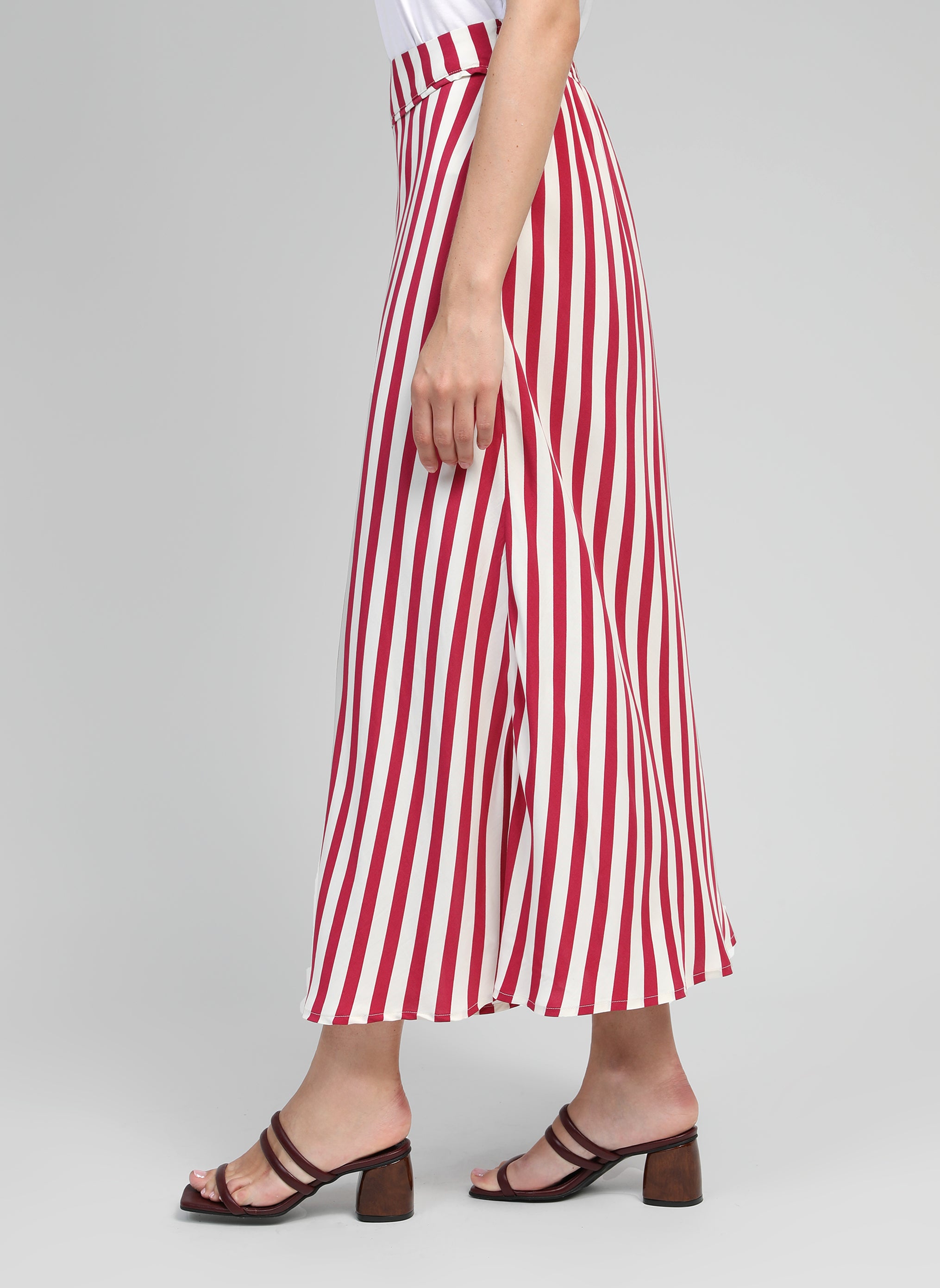 JUPE LONGUE GALVILY stipe framboise