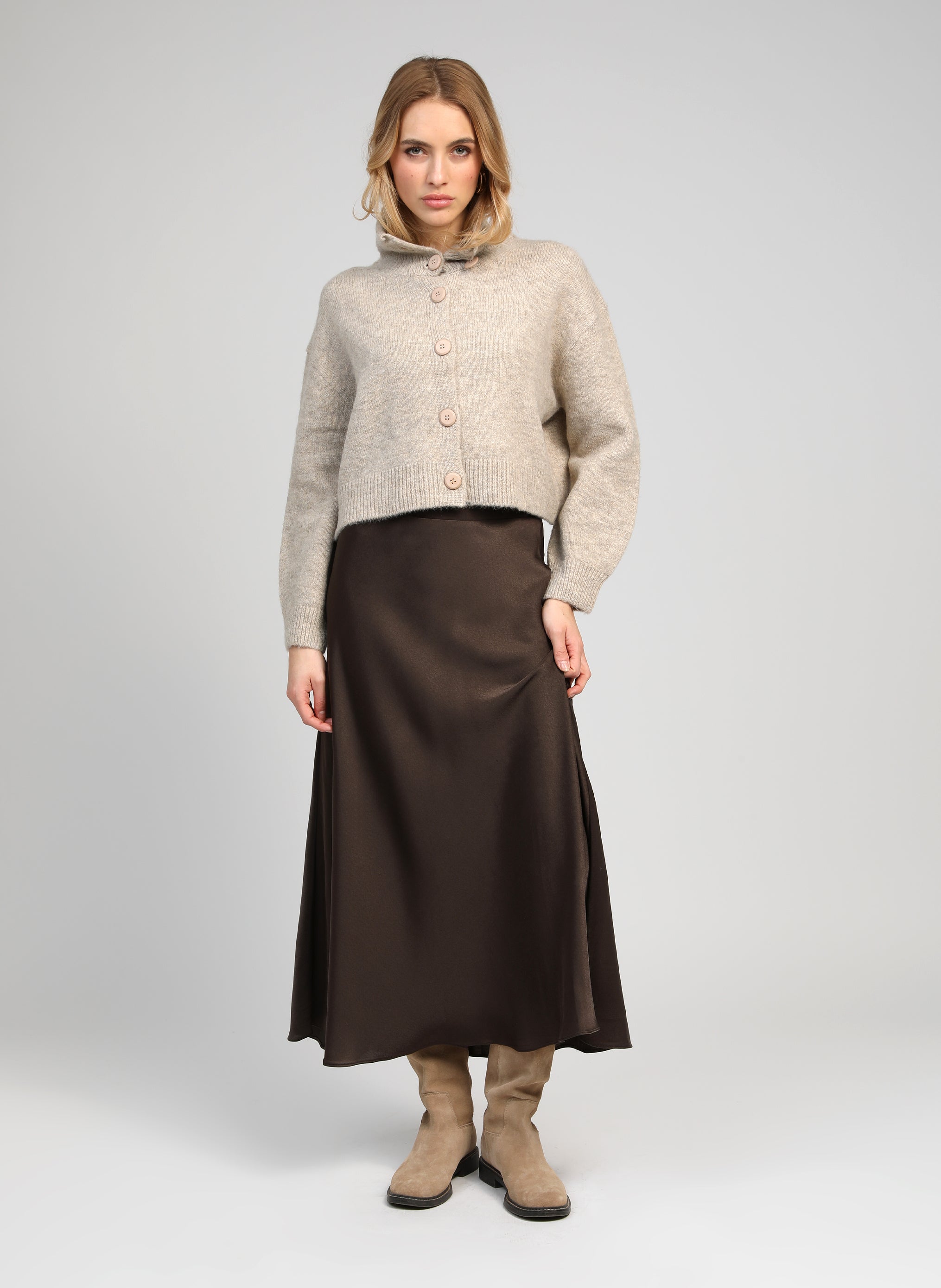 JUPE MIDI JANIALA chocolat