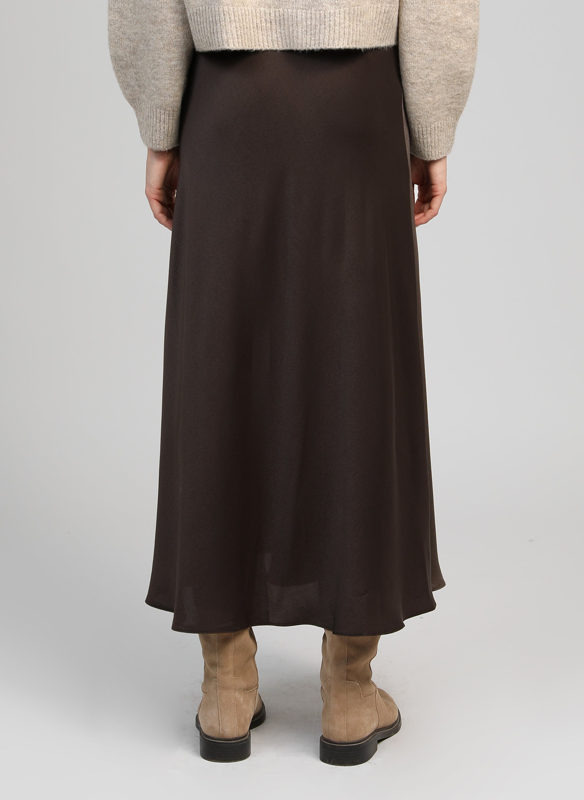 Falda midi de chocolate JANIALA