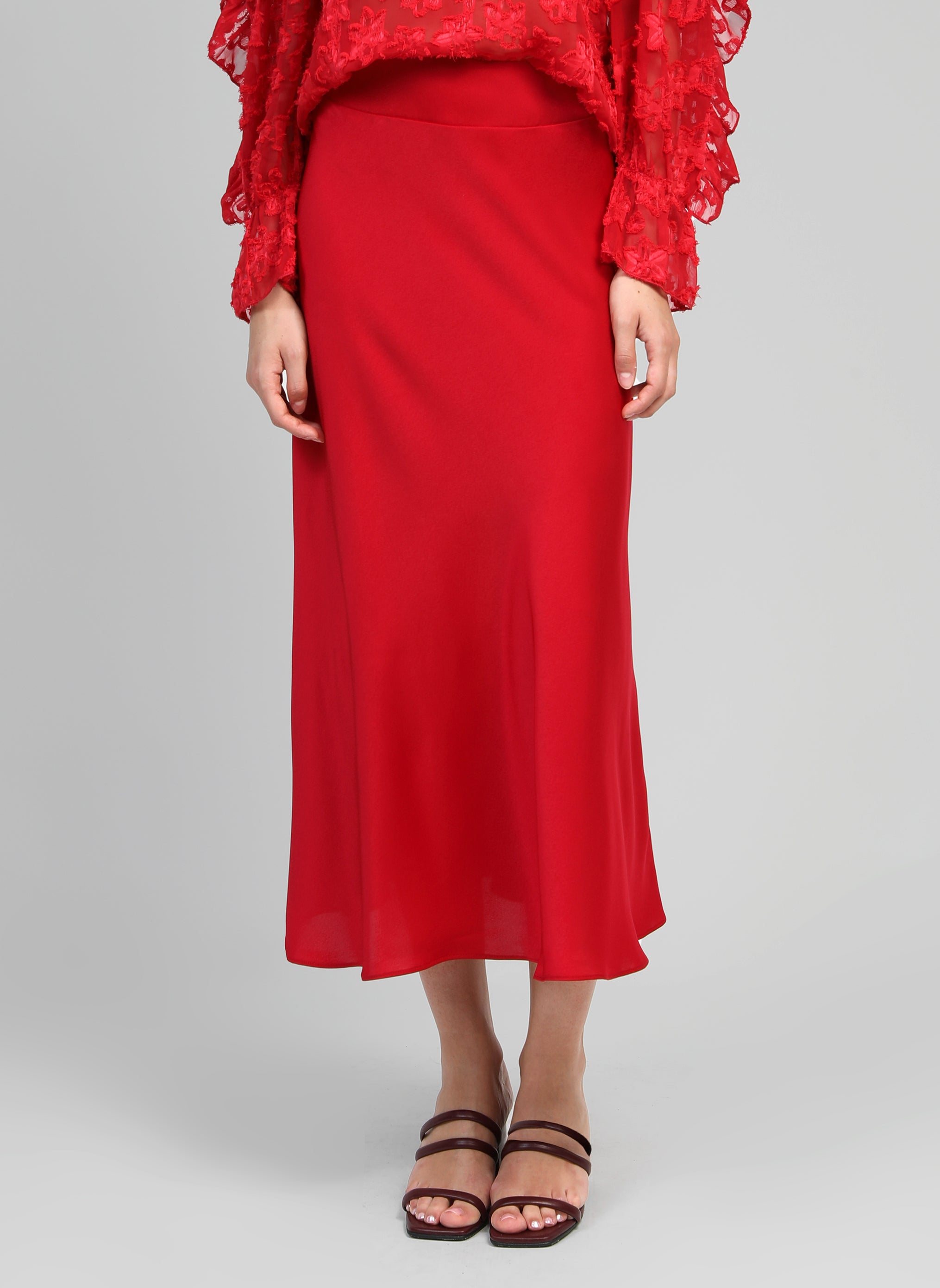 JANIALA falda midi roja