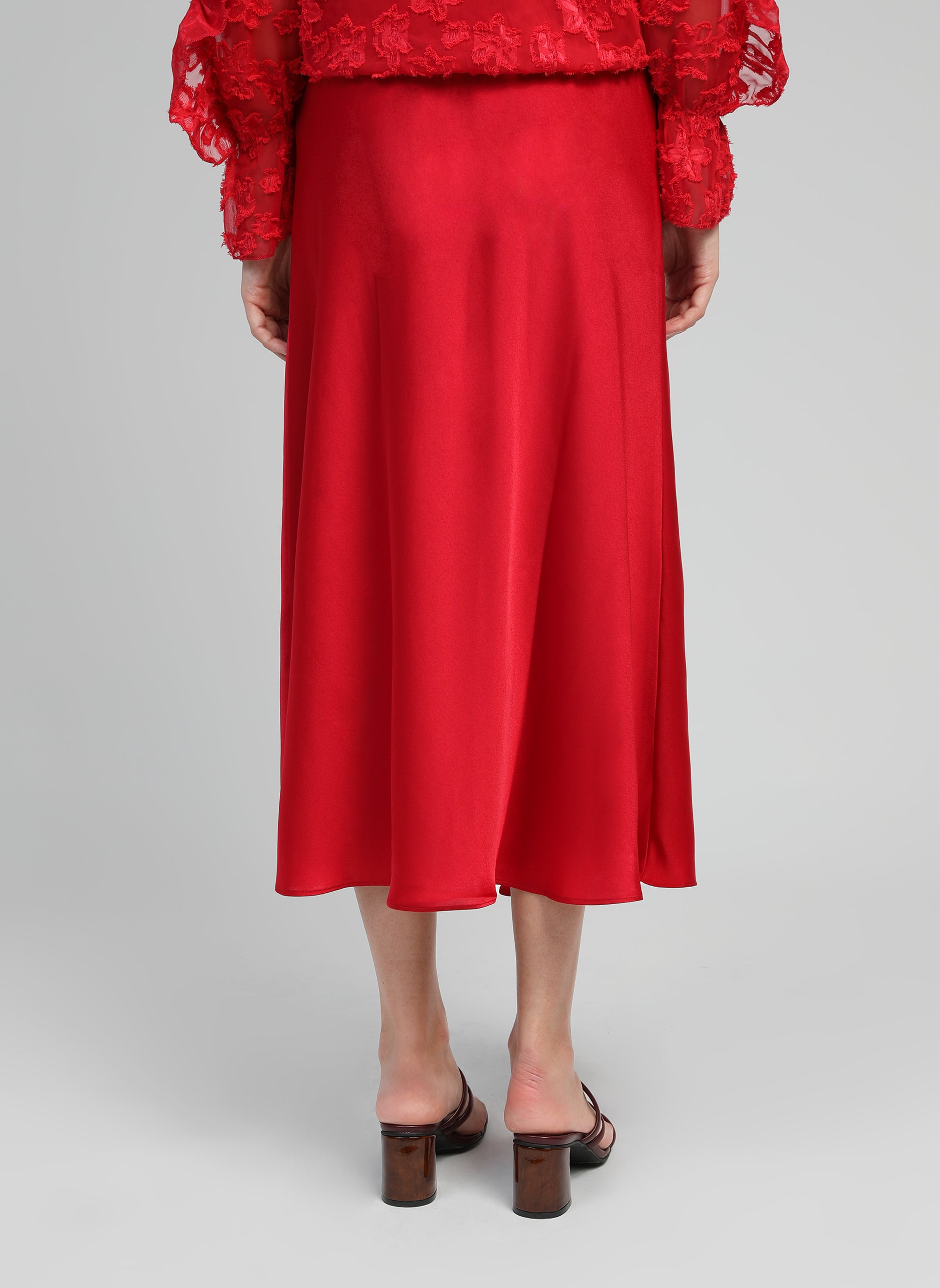 JANIALA falda midi roja