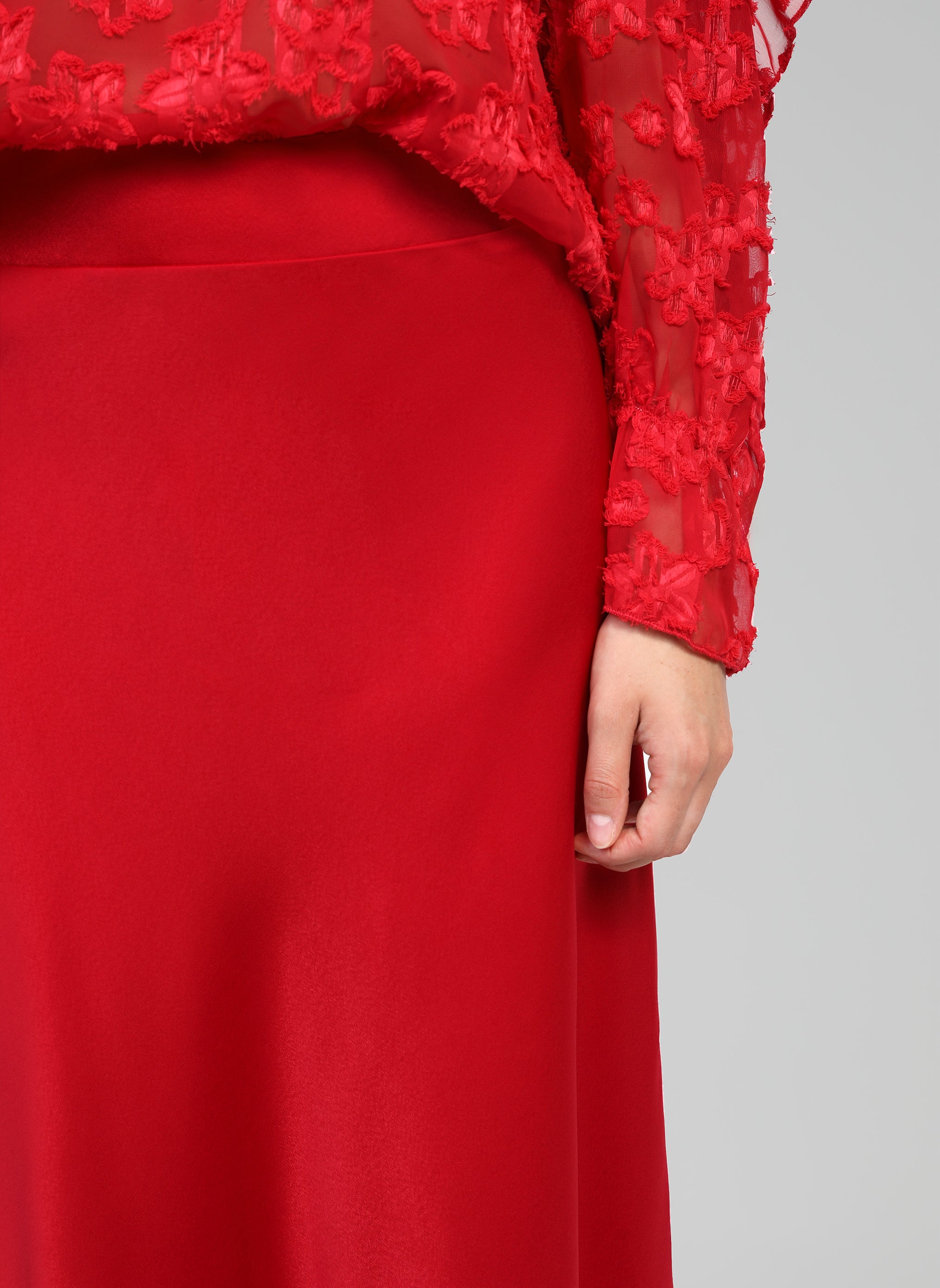 JANIALA falda midi roja