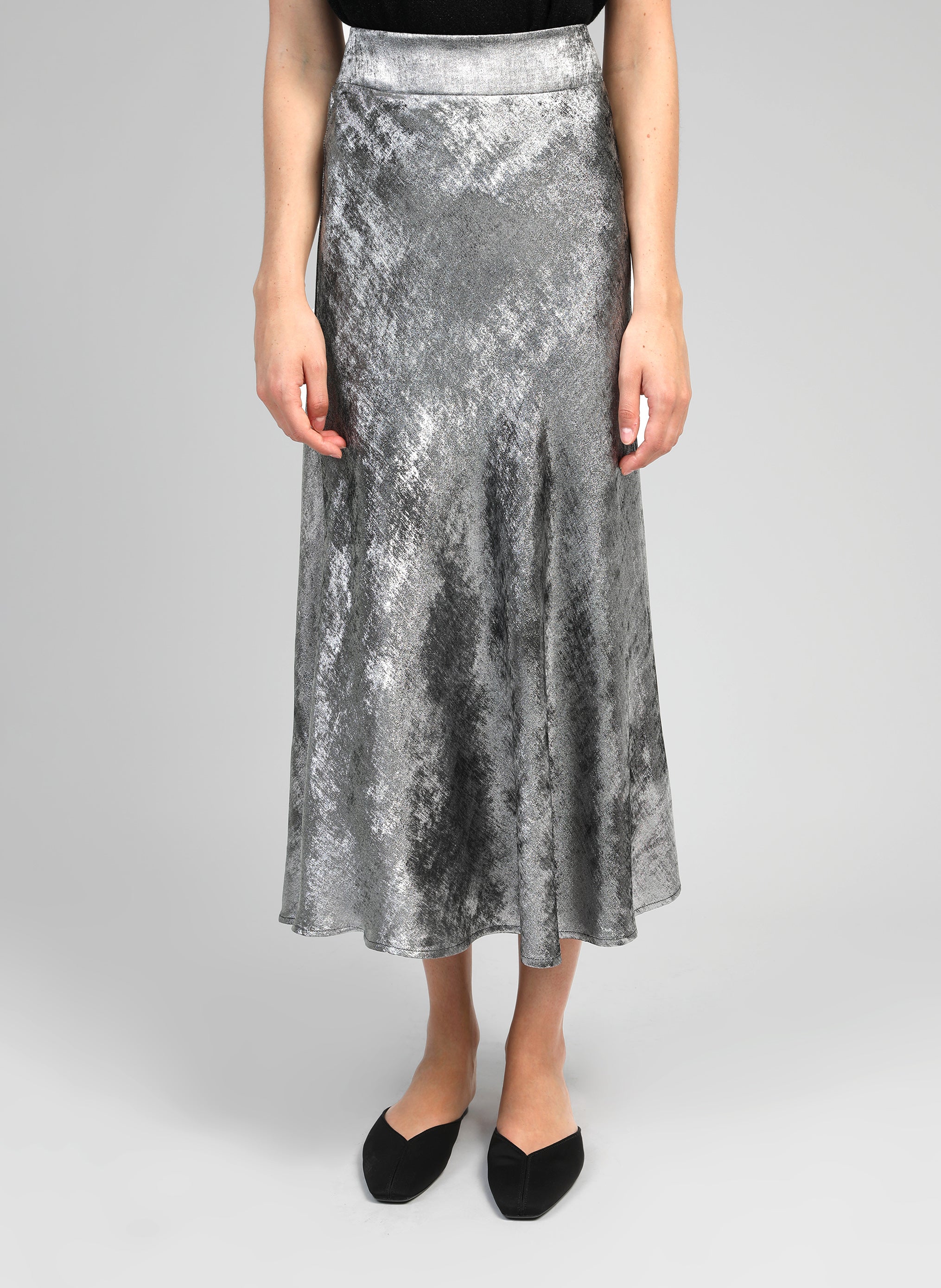 Falda midi plateada JANYMA