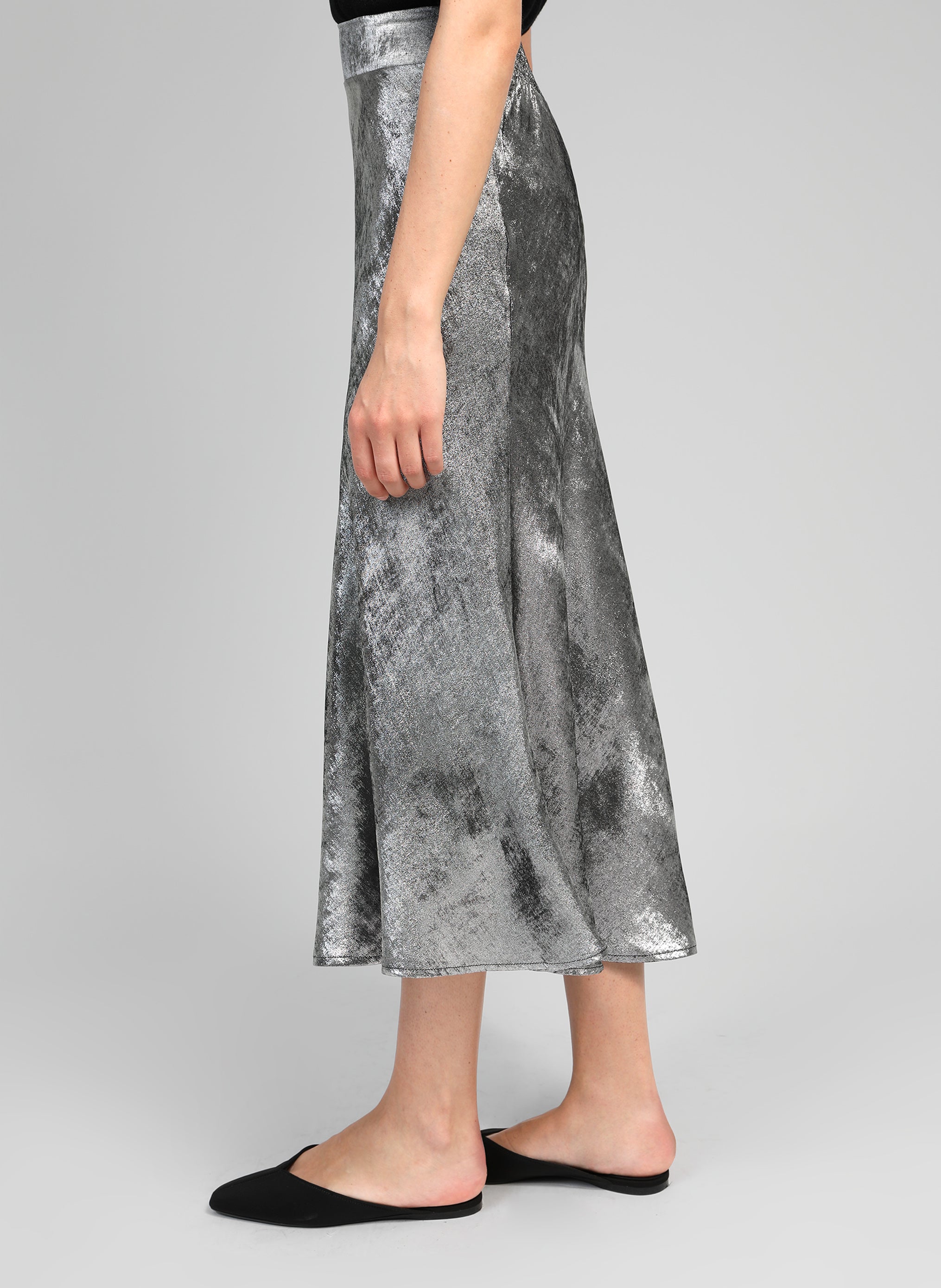 Falda midi plateada JANYMA