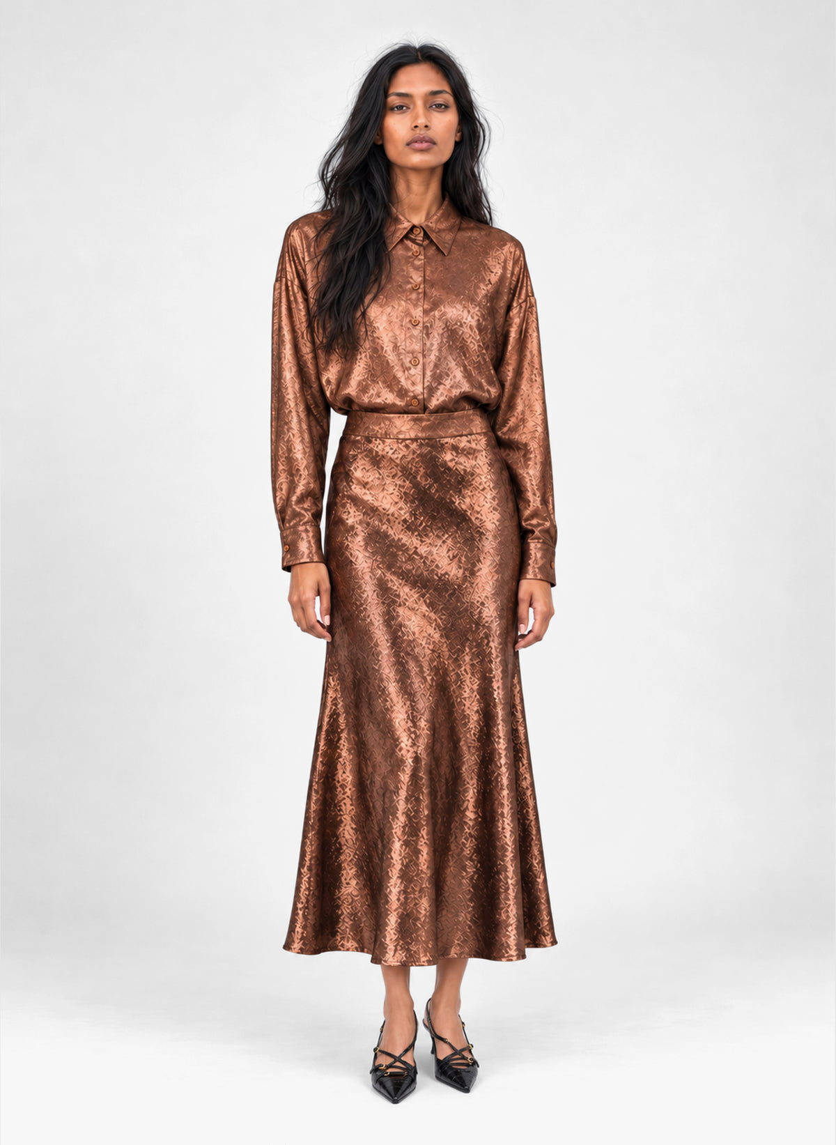 JUPE MIDI JANYRA marron