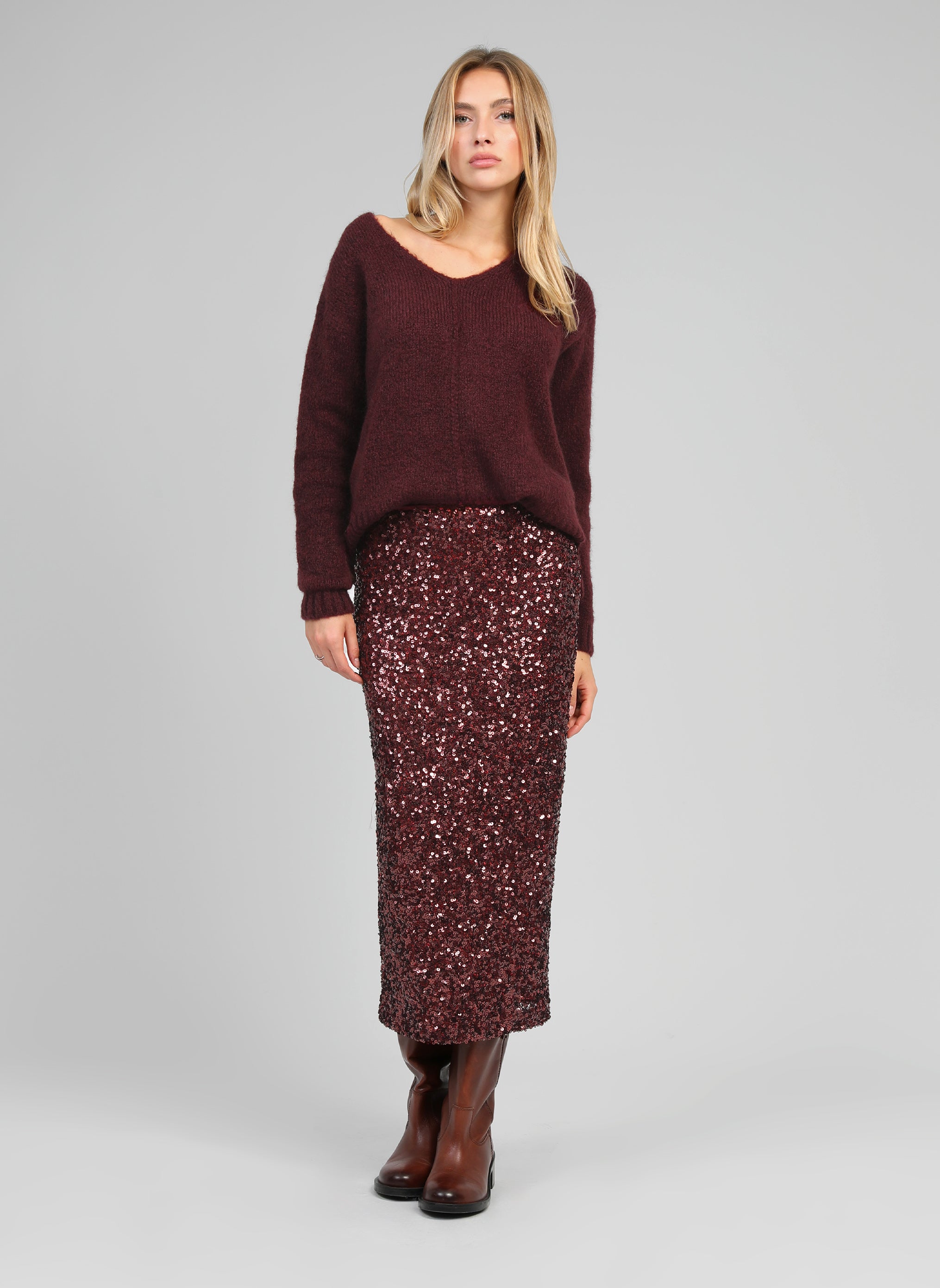 JUPE MIDI JURYLY wine