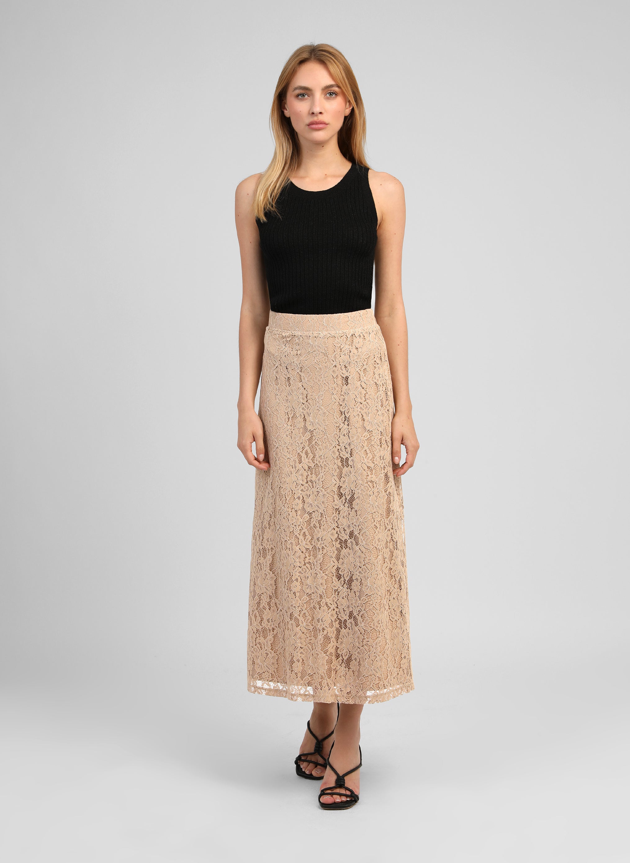 JUPE MIDI JUVYNA beige