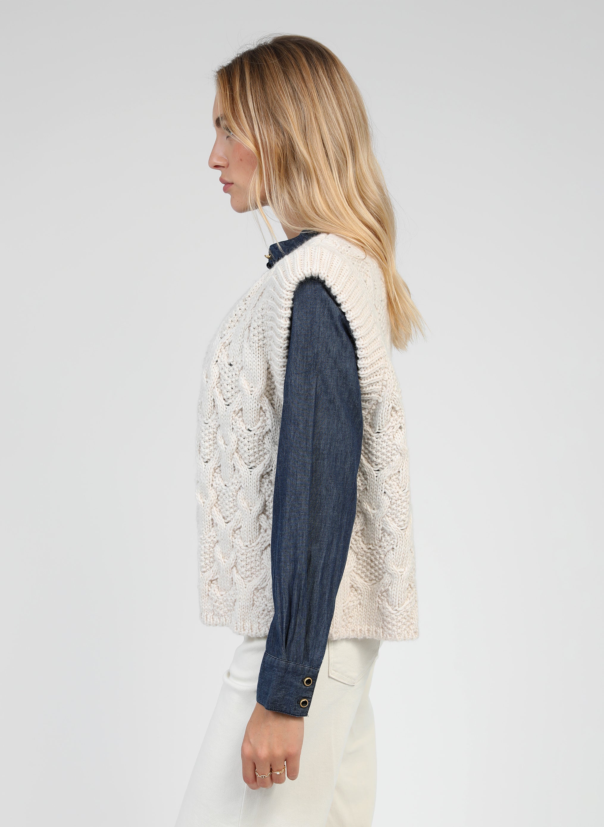 CARDIGAN SANS MANCHE LAJOIA ecru