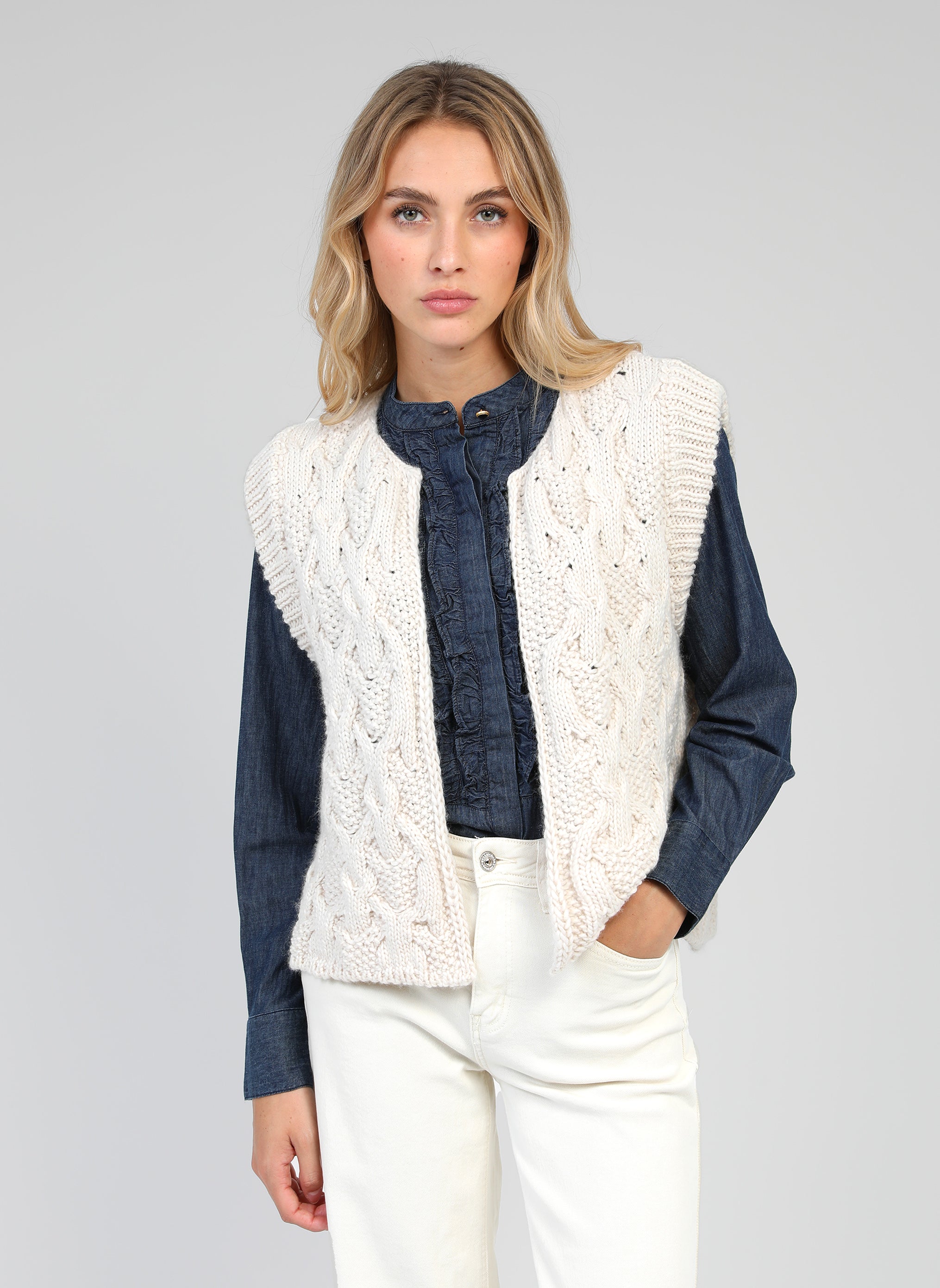 CARDIGAN SANS MANCHE LAJOIA ecru