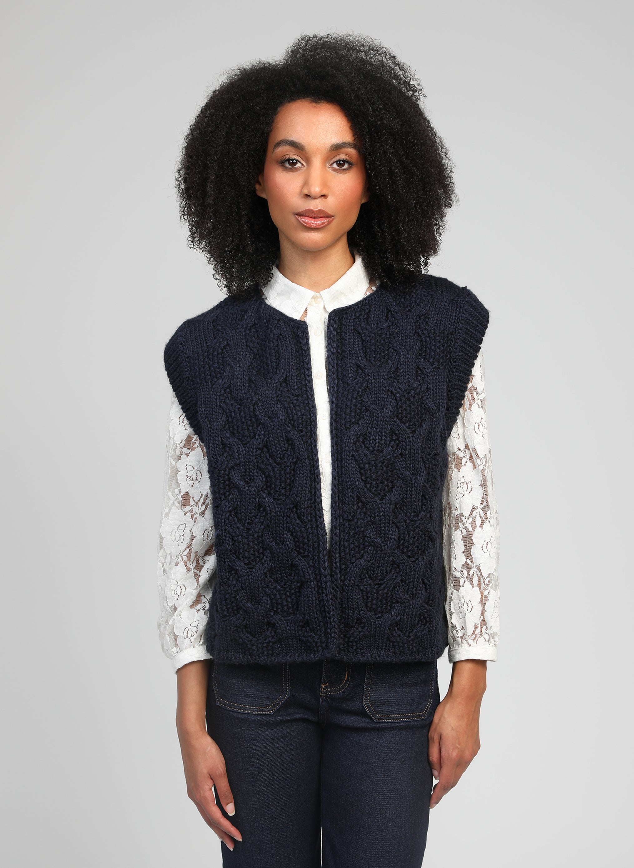 CARDIGAN SANS MANCHE LAJOY marine