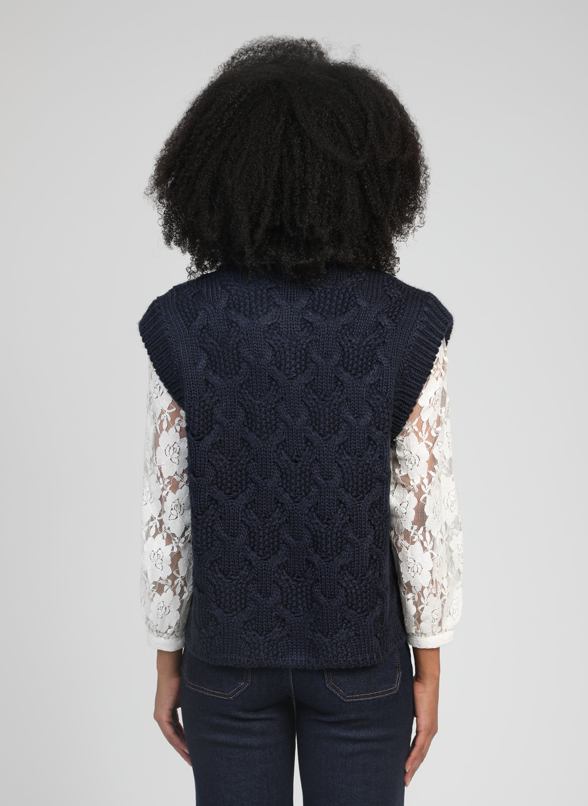 CARDIGAN SANS MANCHE LAJOY marine