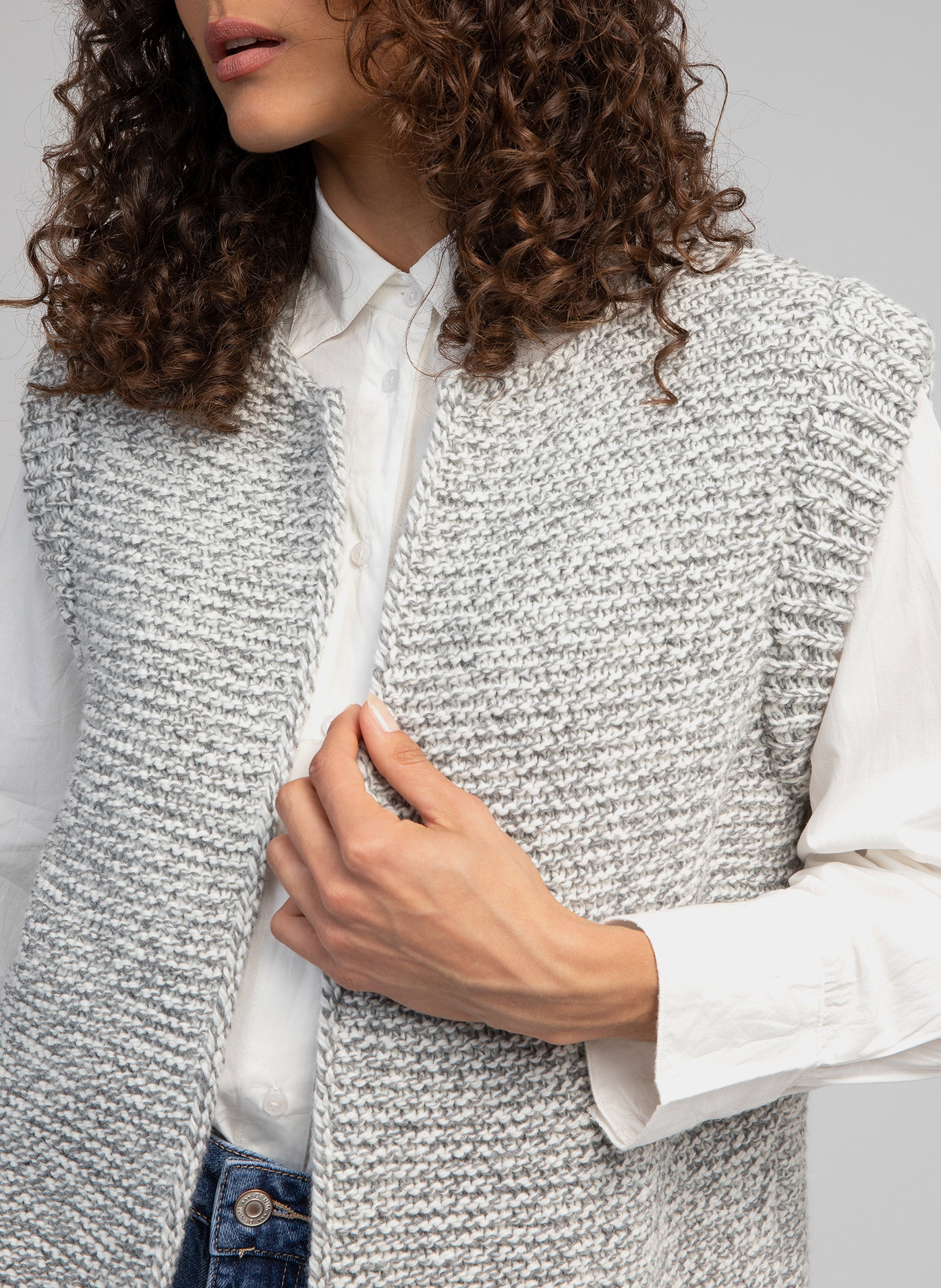 CARDIGAN SANS MANCHE LEGRINGOU CH gris