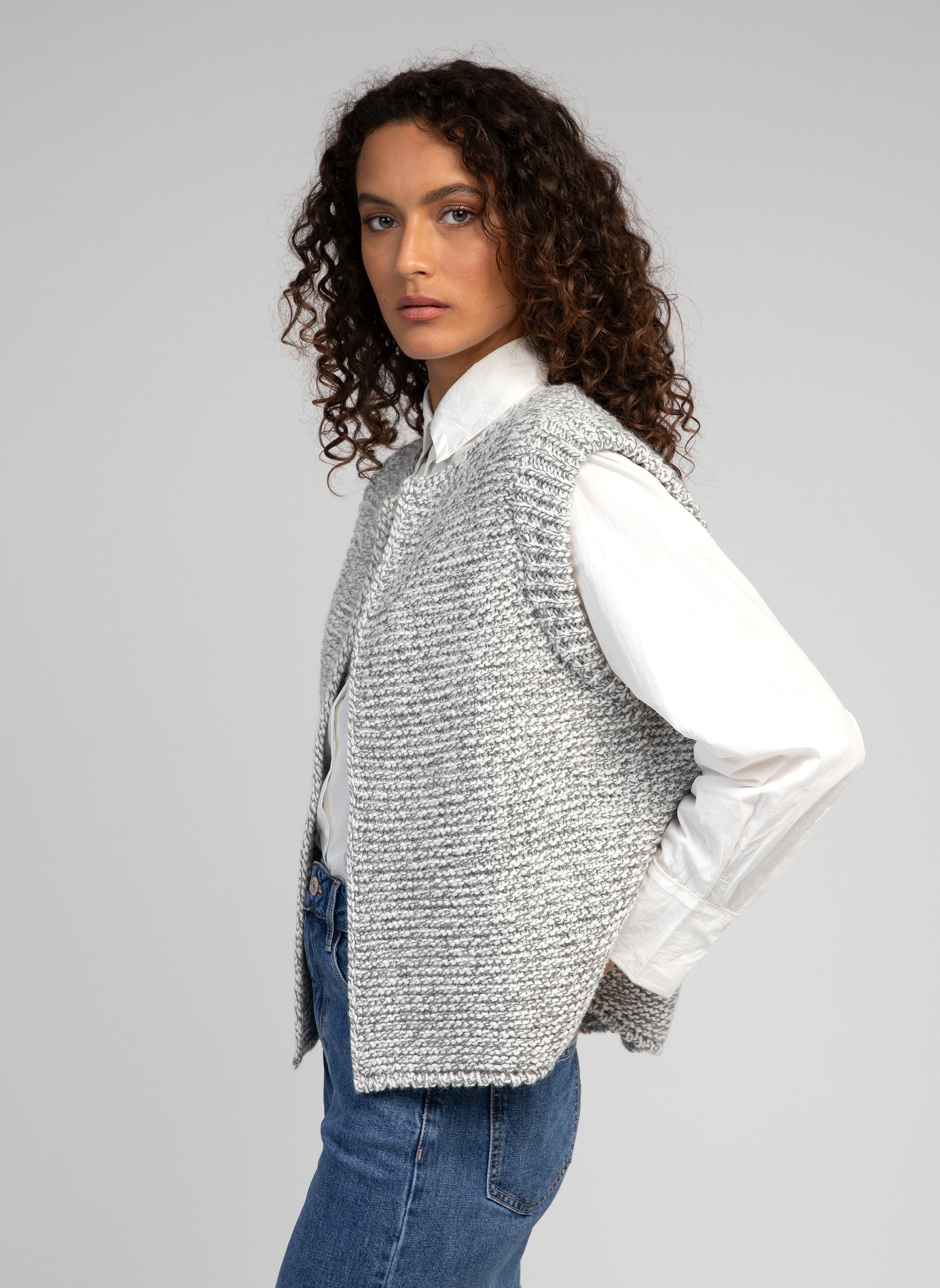 CARDIGAN SANS MANCHE LEGRINGOU CH gris