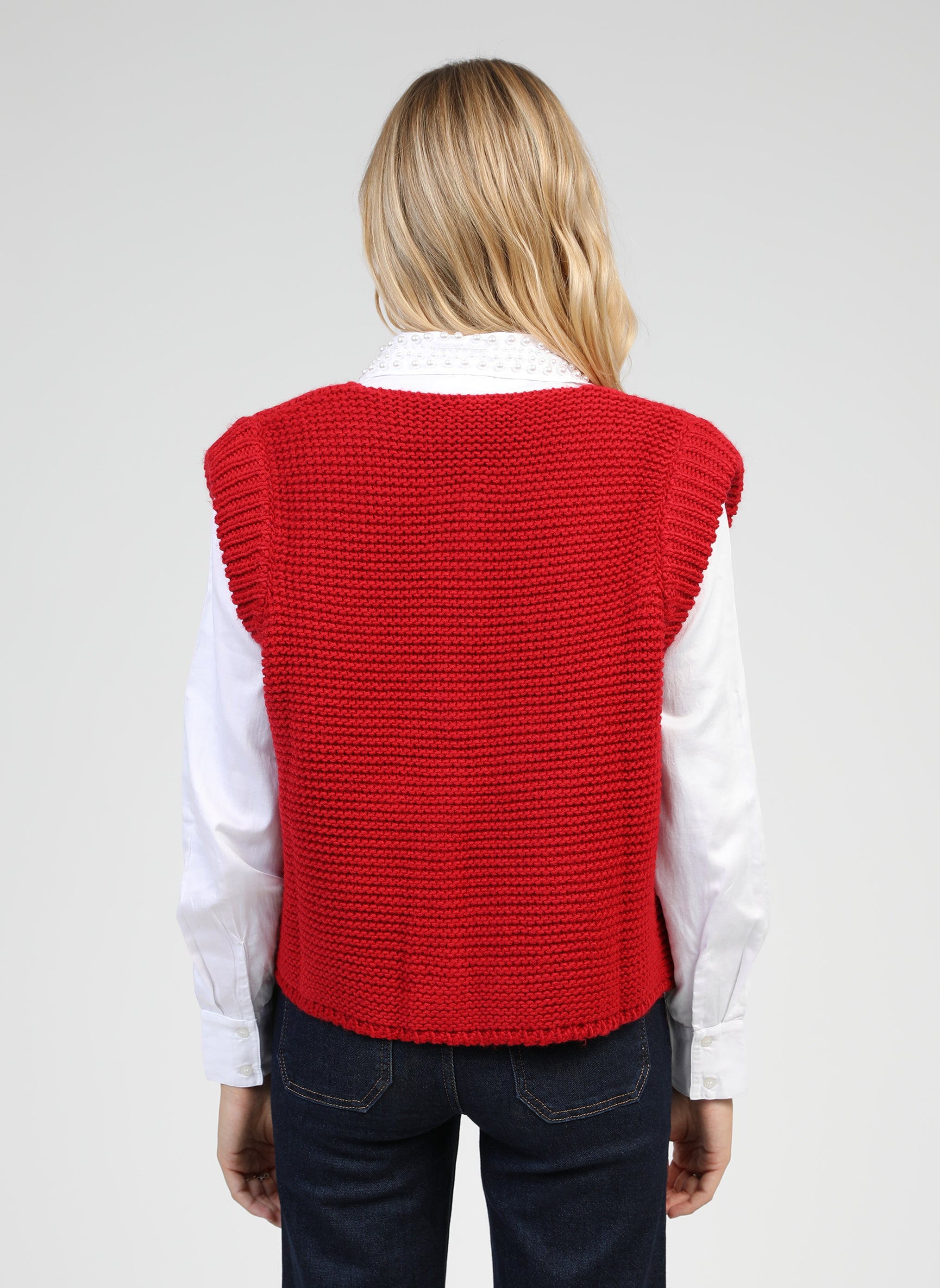 CARDIGAN SANS MANCHE LEGRINGOU rouge