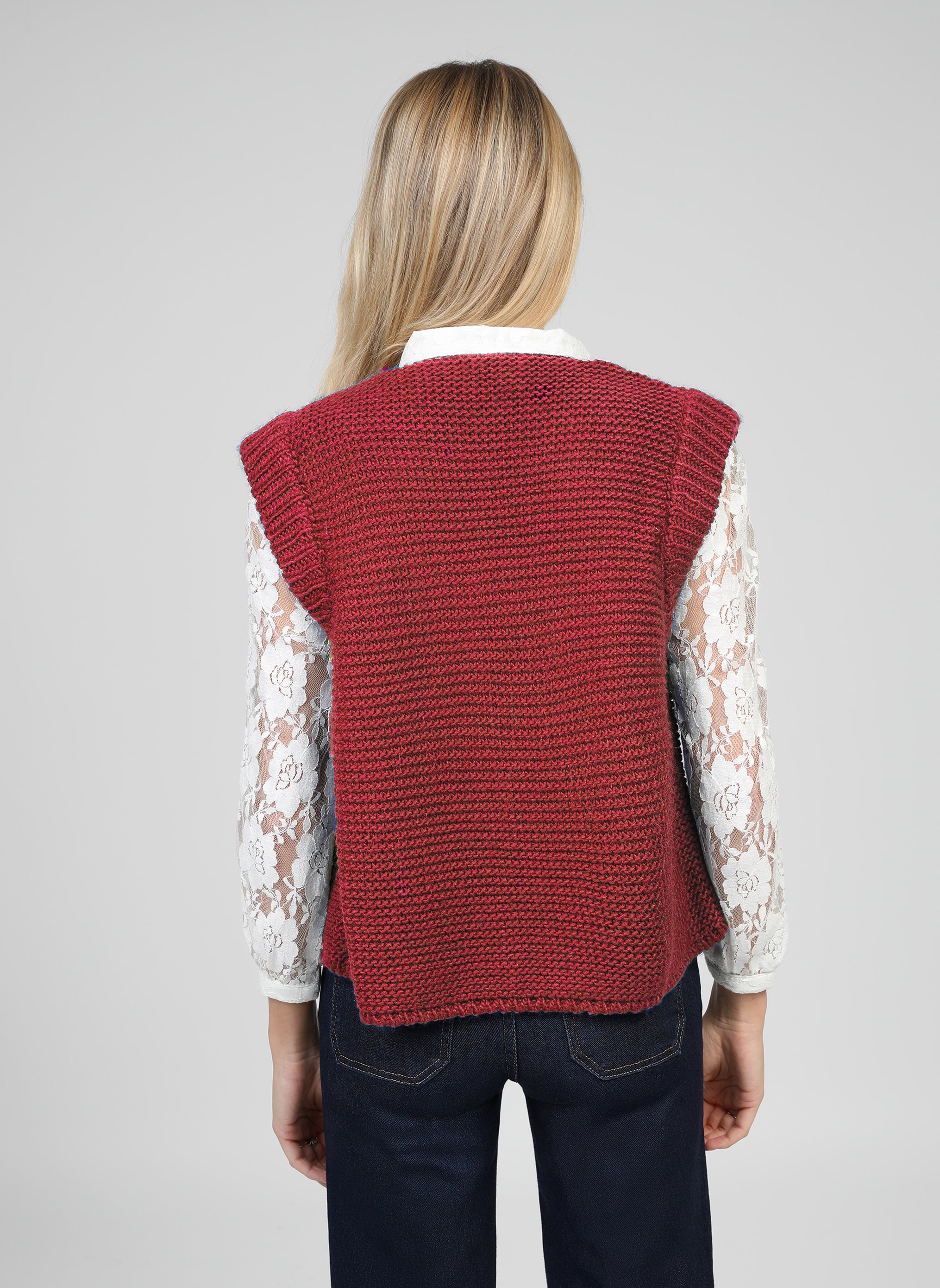 CARDIGAN SANS MANCHE LEGRINGOU A rouge