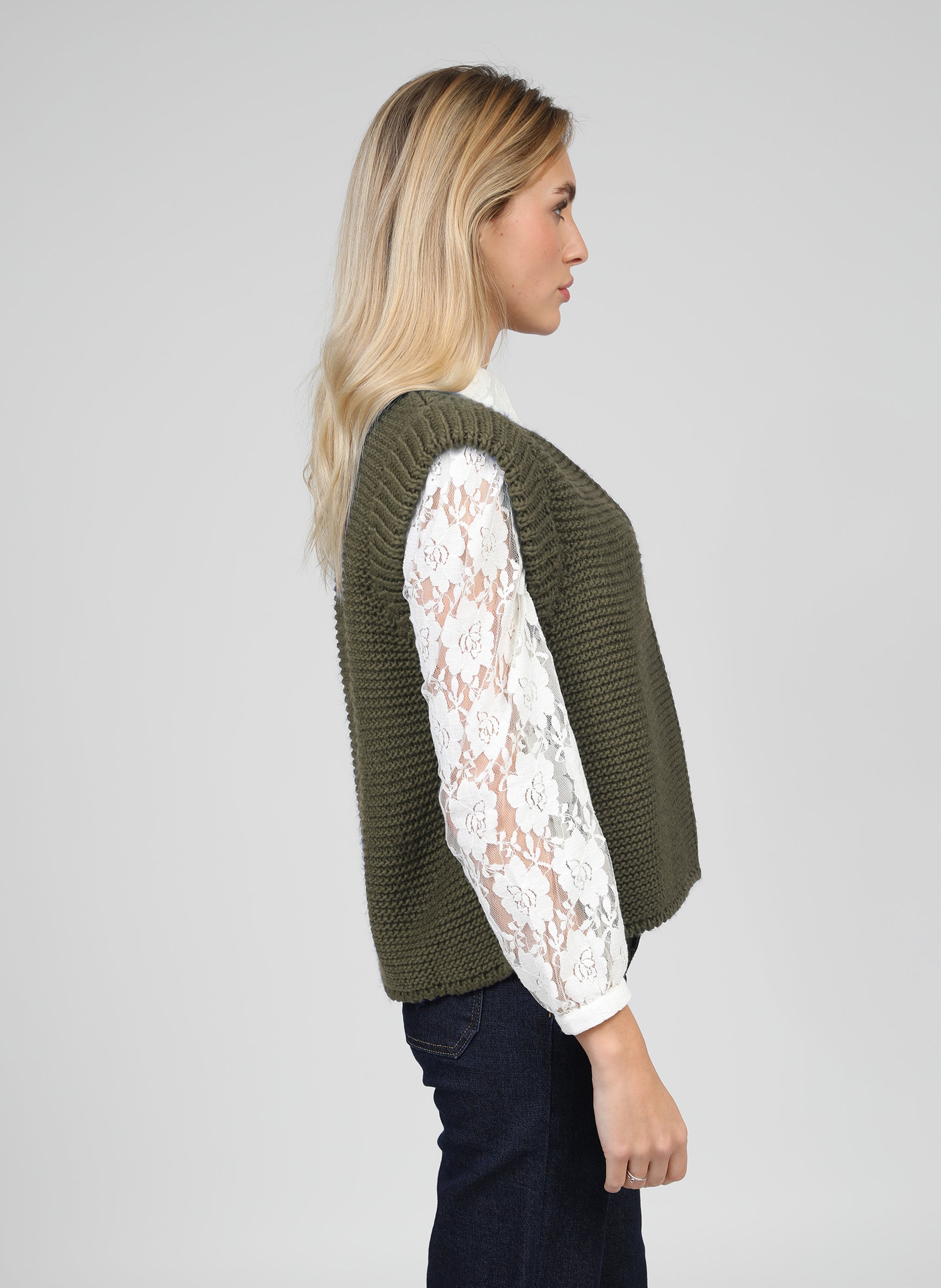CARDIGAN SANS MANCHE LEGRINGOU A militaire