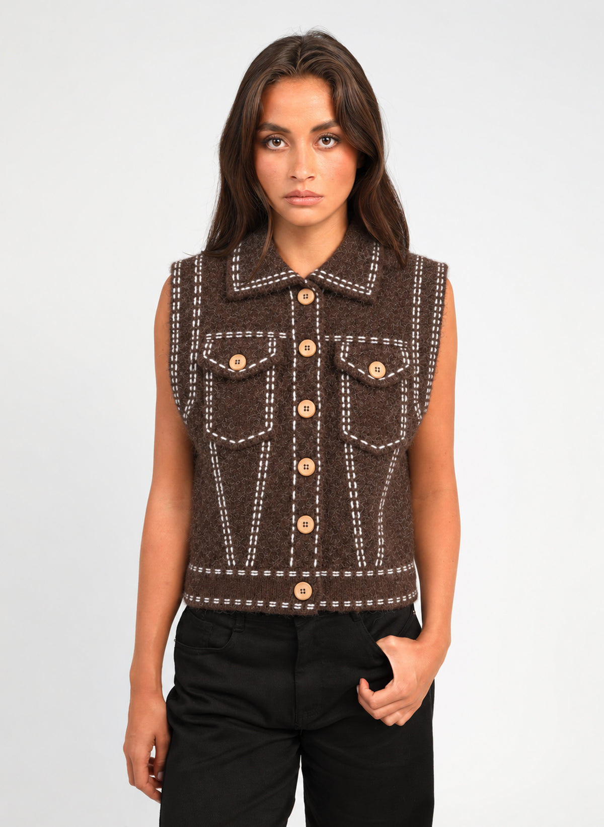 LEWAYNE VEST, mocha