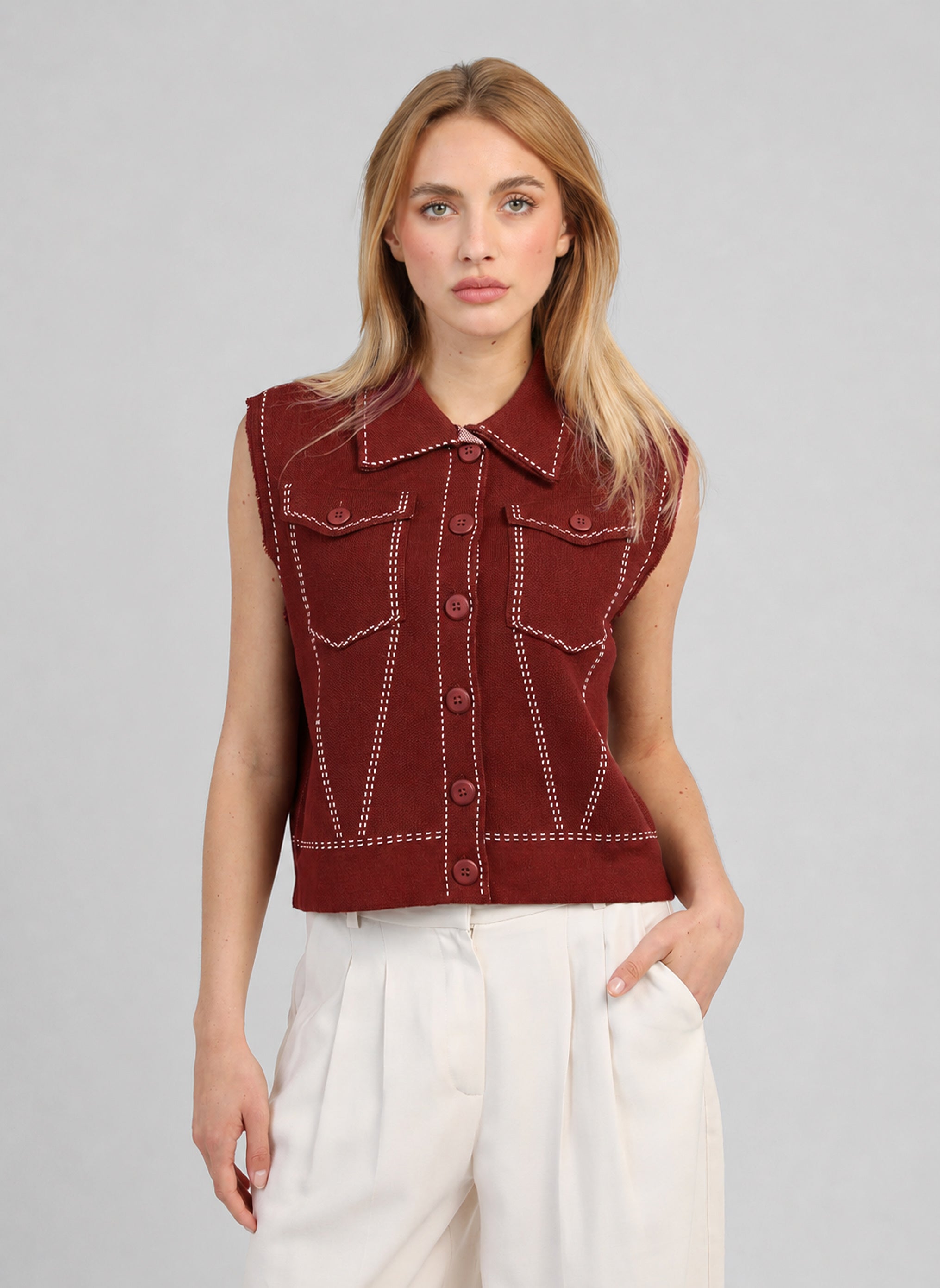 GILET LEWOODY bordeaux