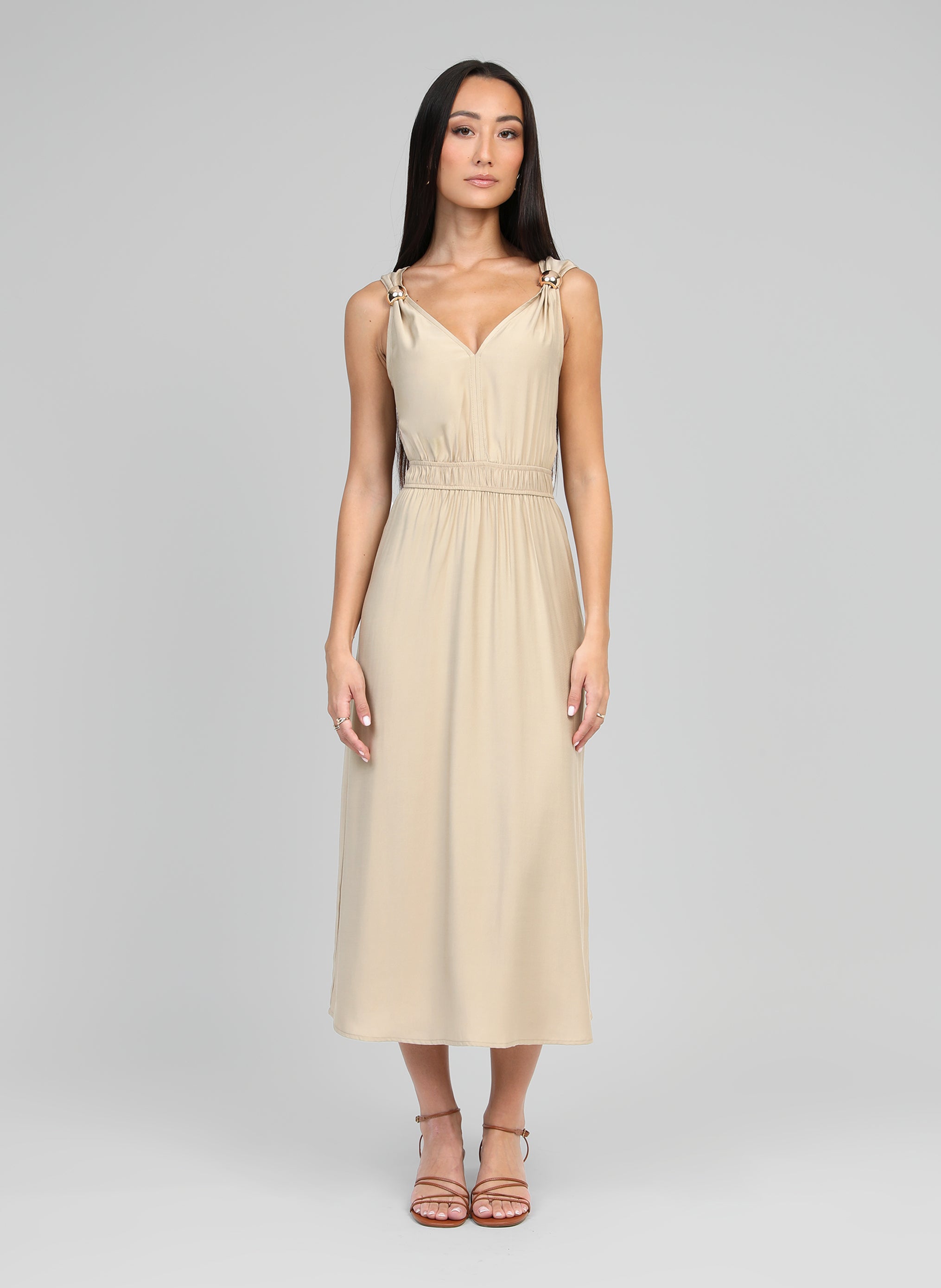 ROBE MIDI MALOUISE beige