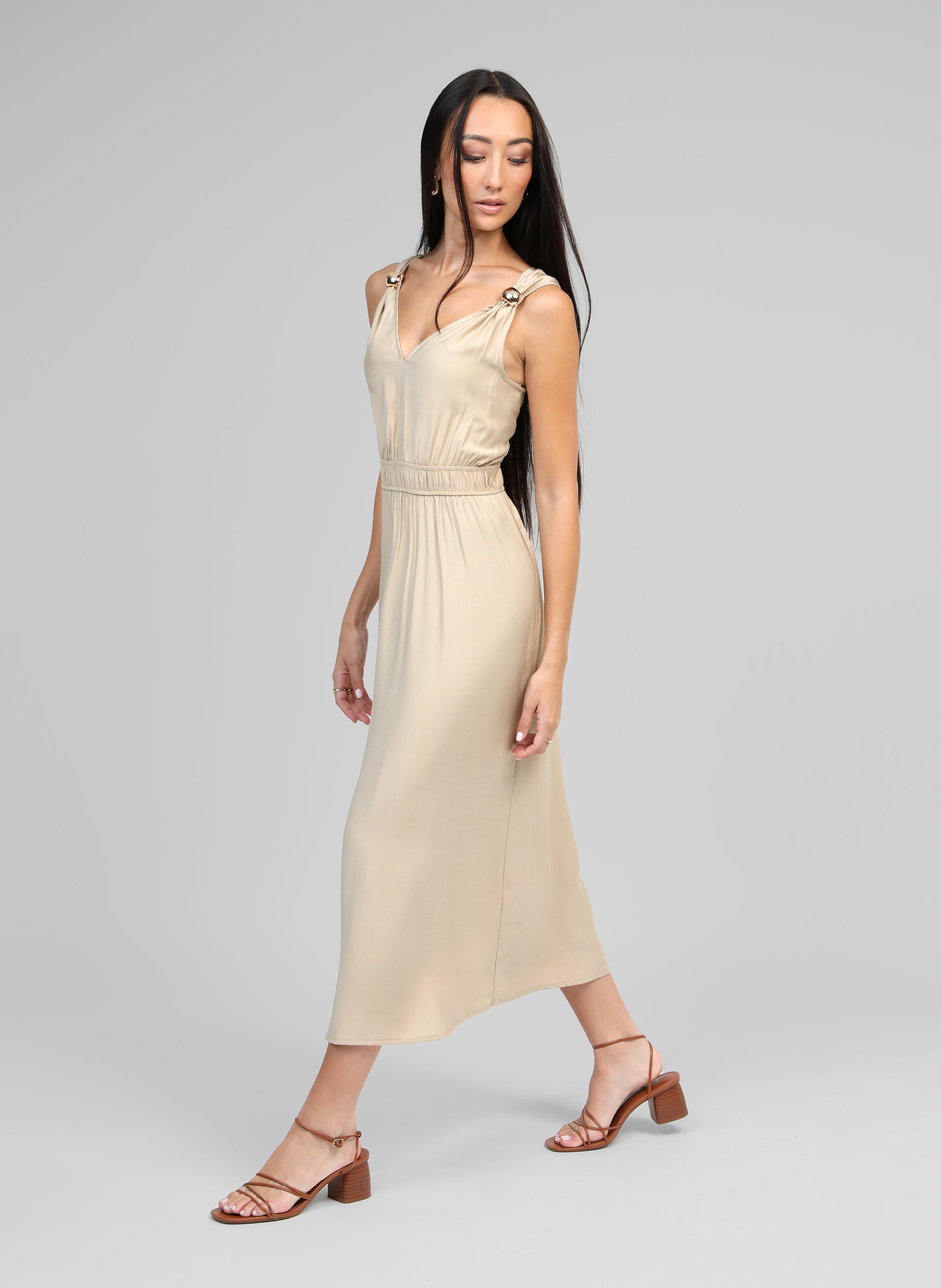 beige MIDI MALOUISE DRESS