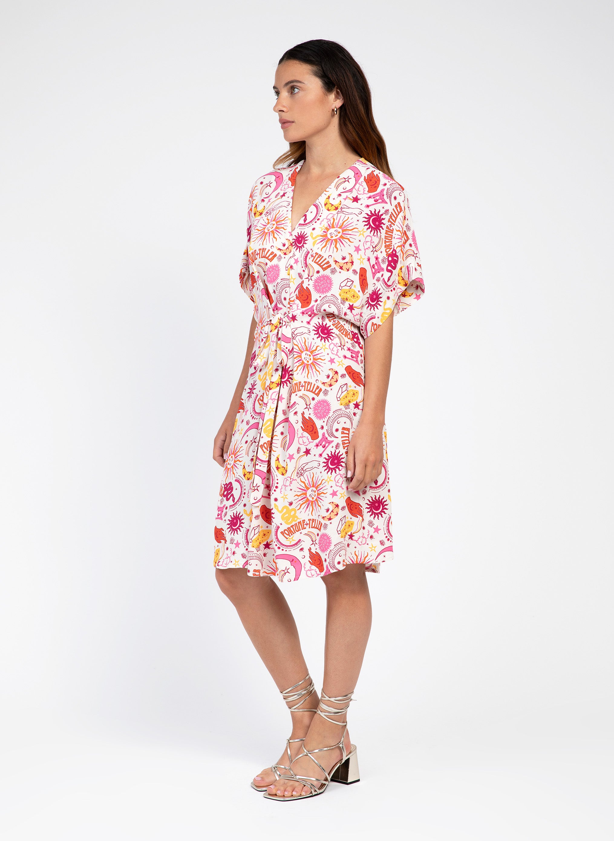MALOUTY boho ecru SHORT DRESS