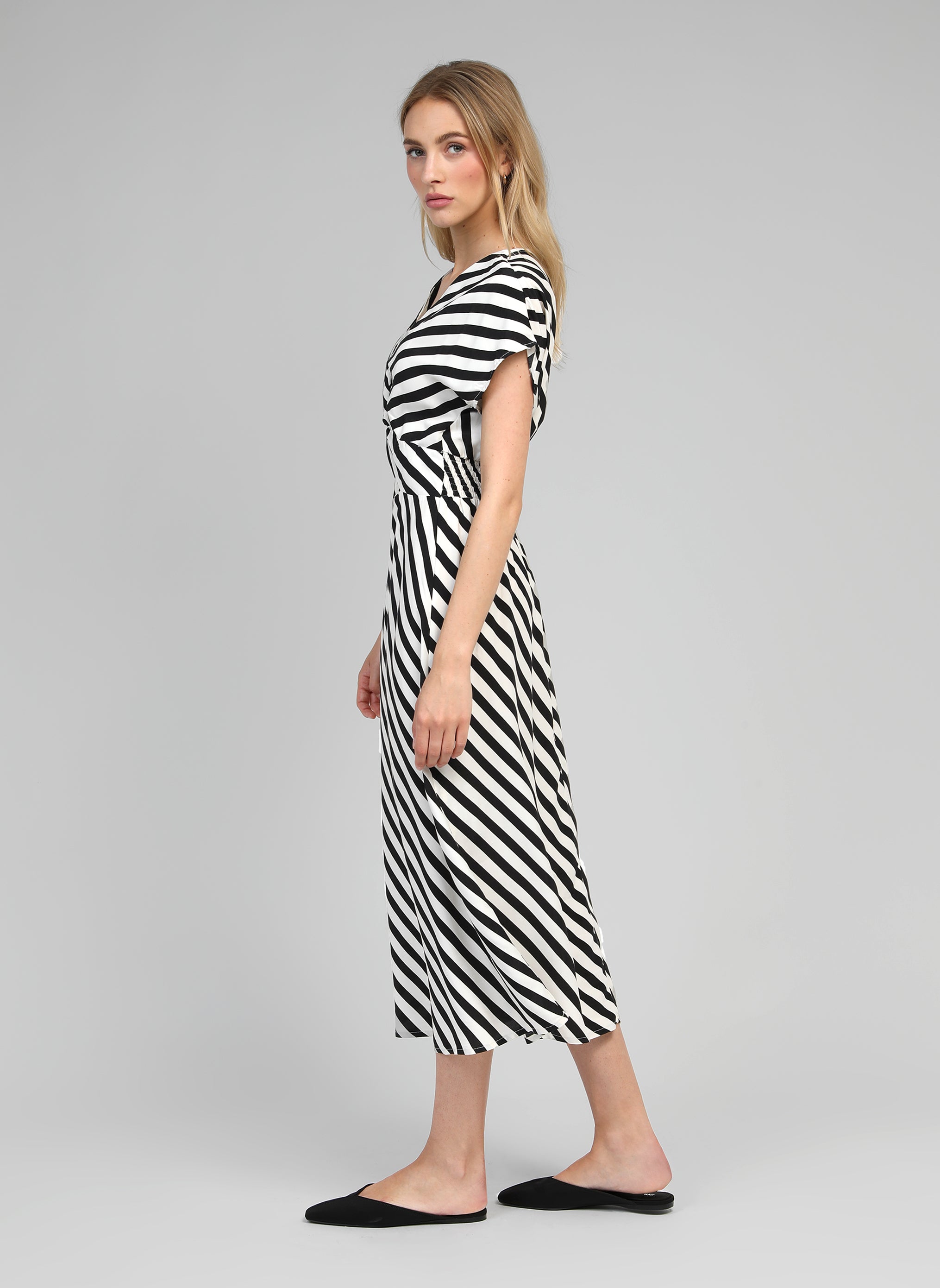 ROBE LONGUE MATIA stipe noir