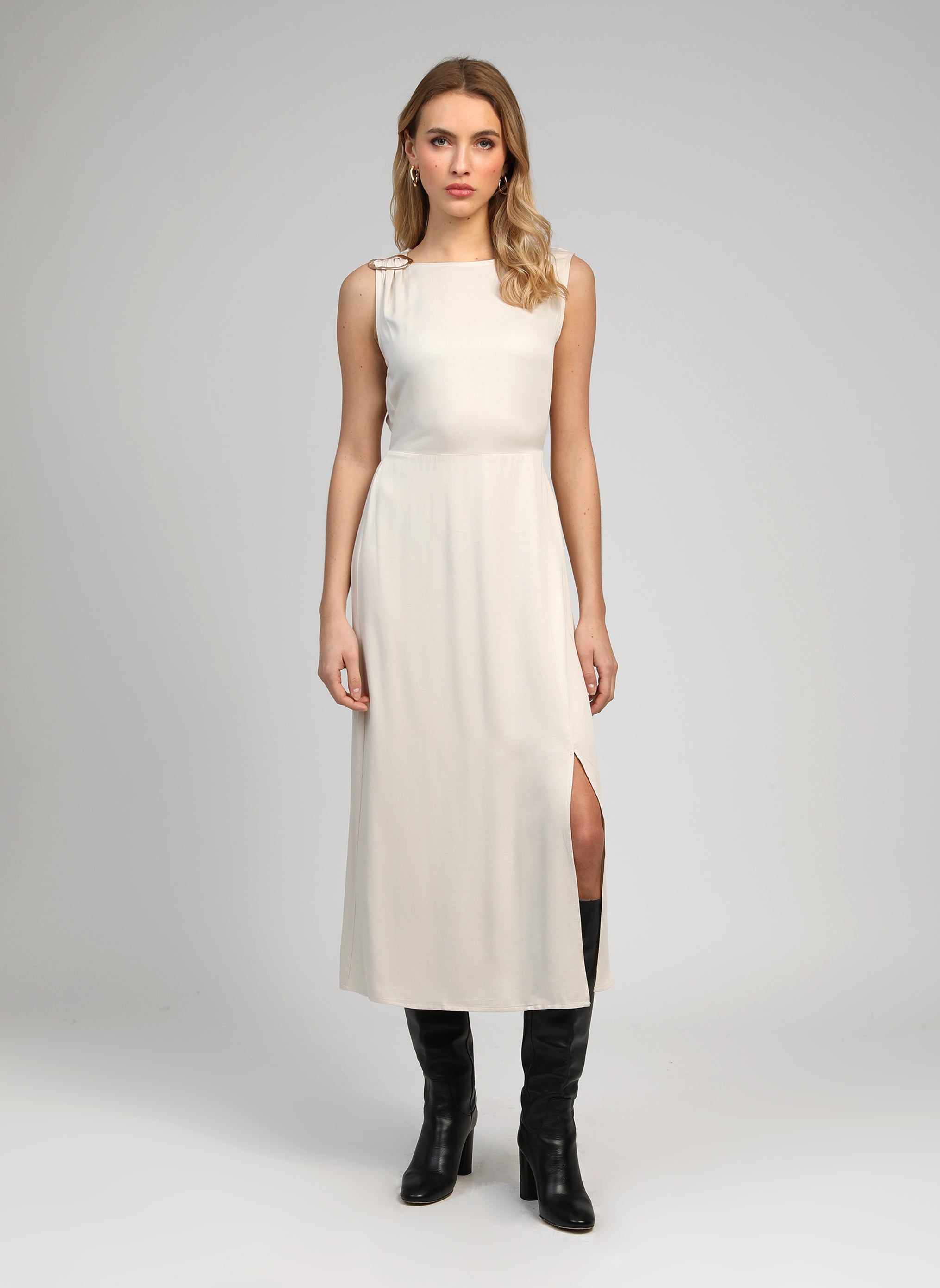 ROBE MIDI MYSTRAL ecru