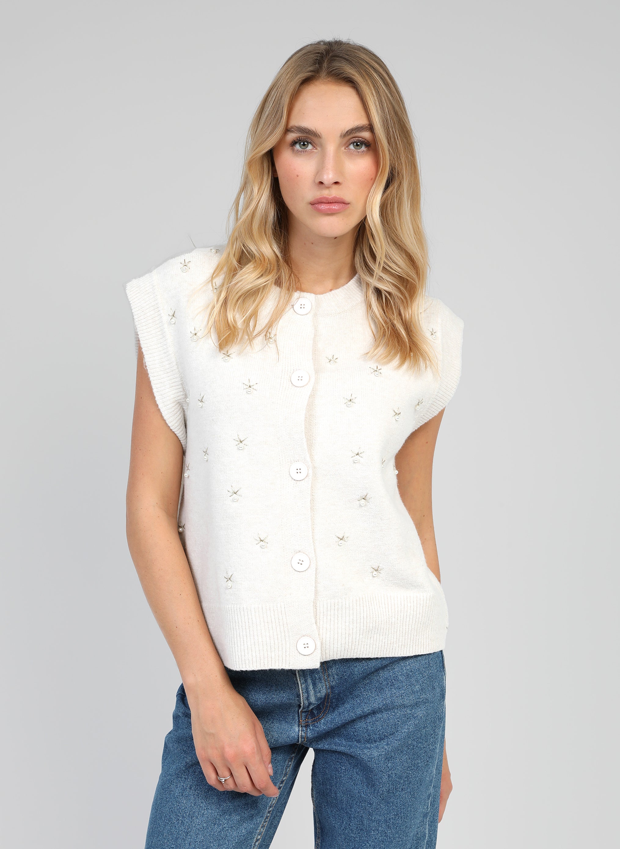 CARDIGAN SANS MANCHE NOLWEN ecru