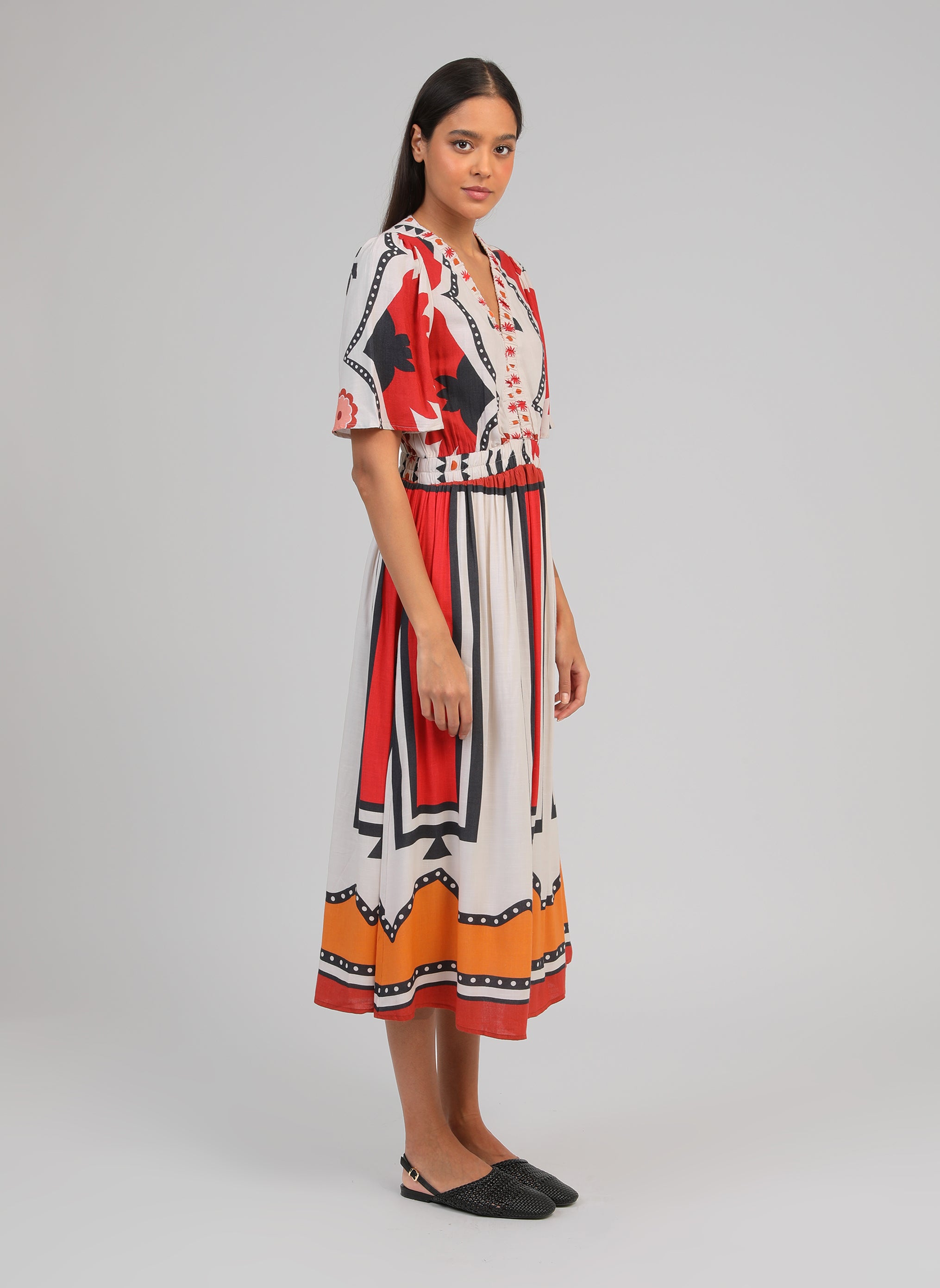 ROBE MIDI ODEMARIA sage ecru