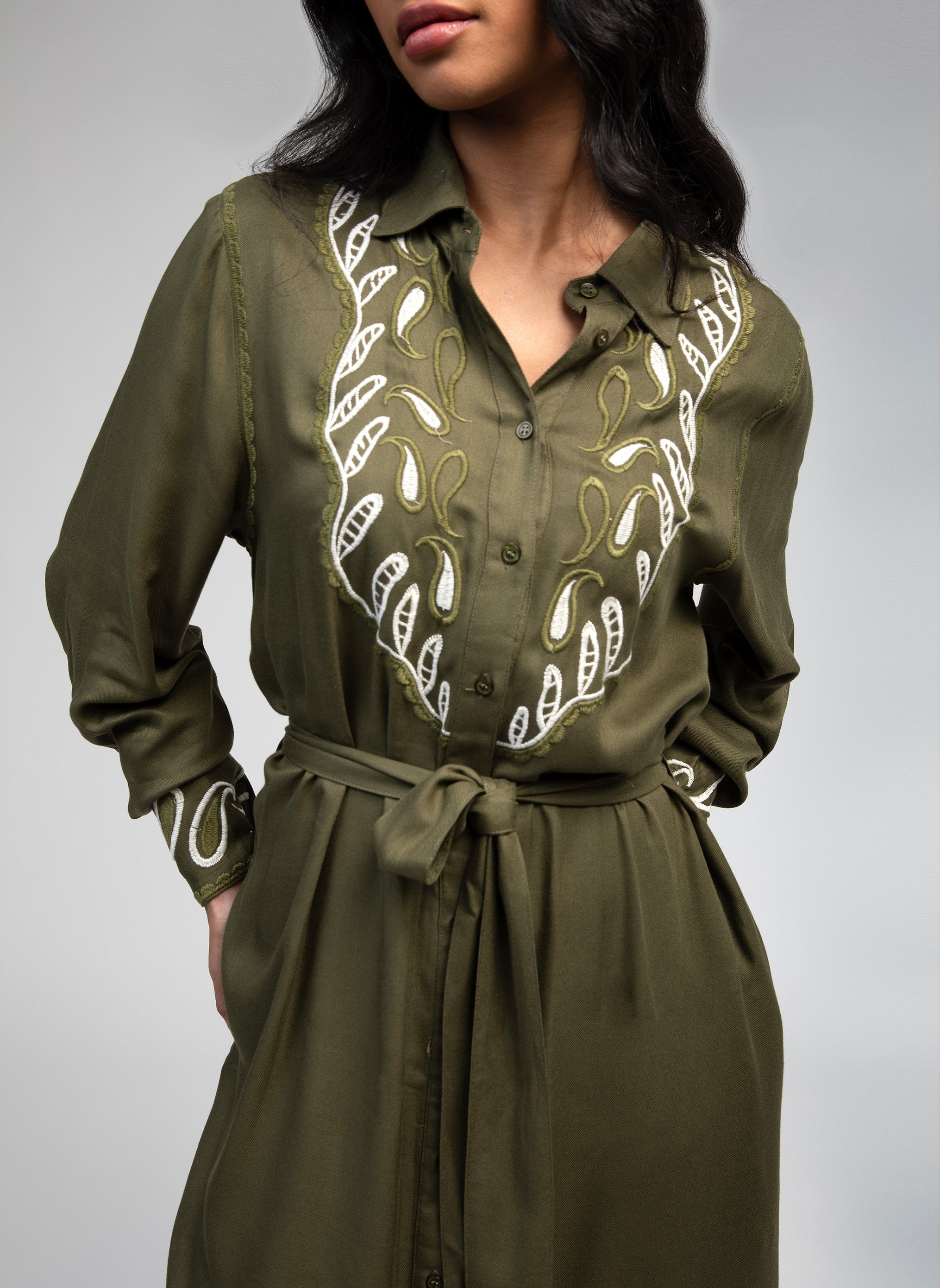 ROBE LONGUE ORIANY olive