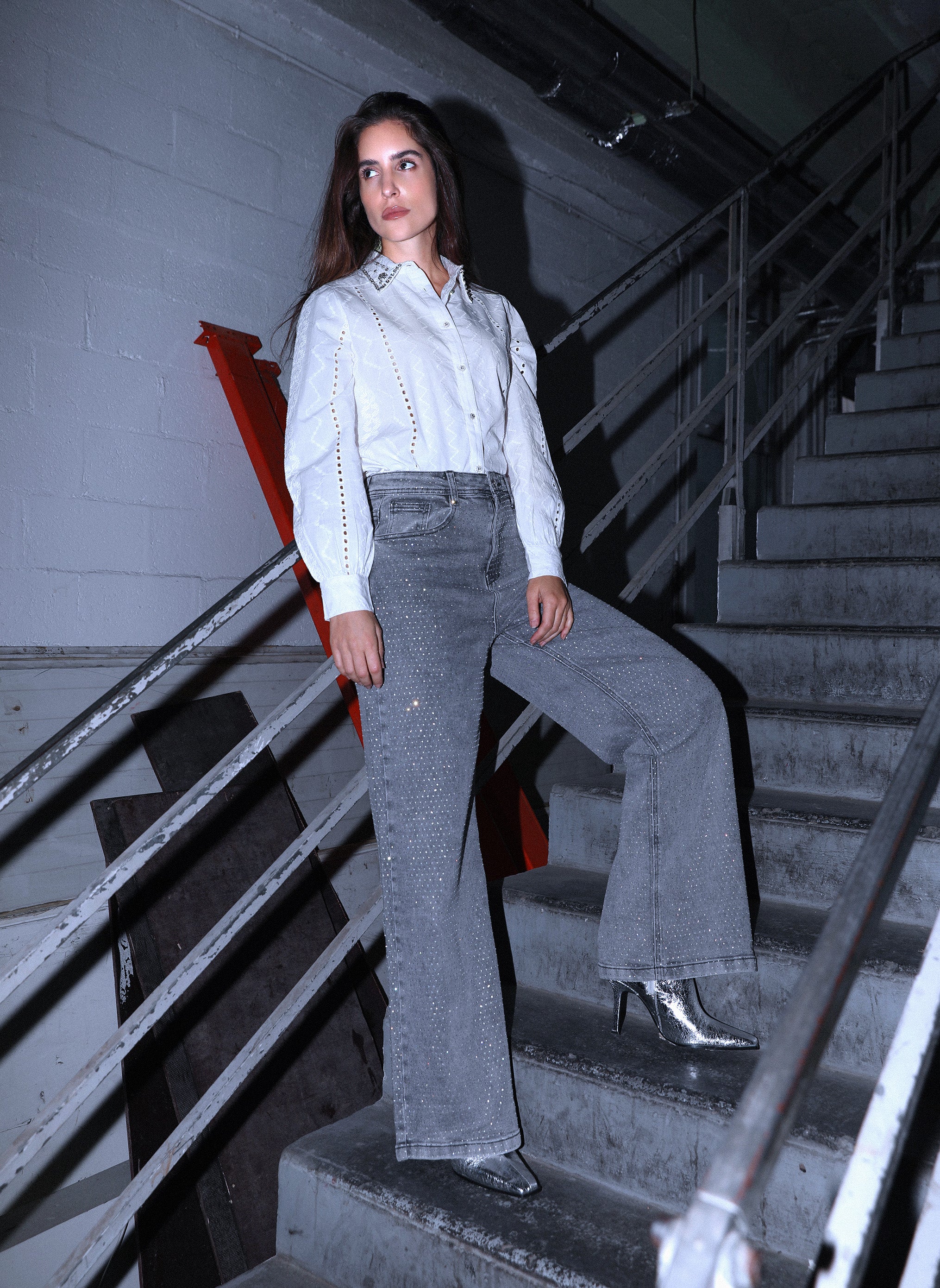 JEAN PAILLETTES gris