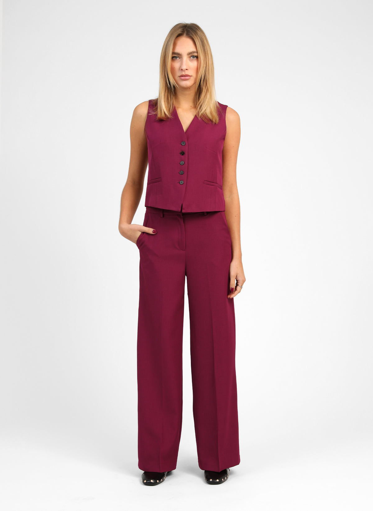 PANTALONES PERLIVA color frambuesa
