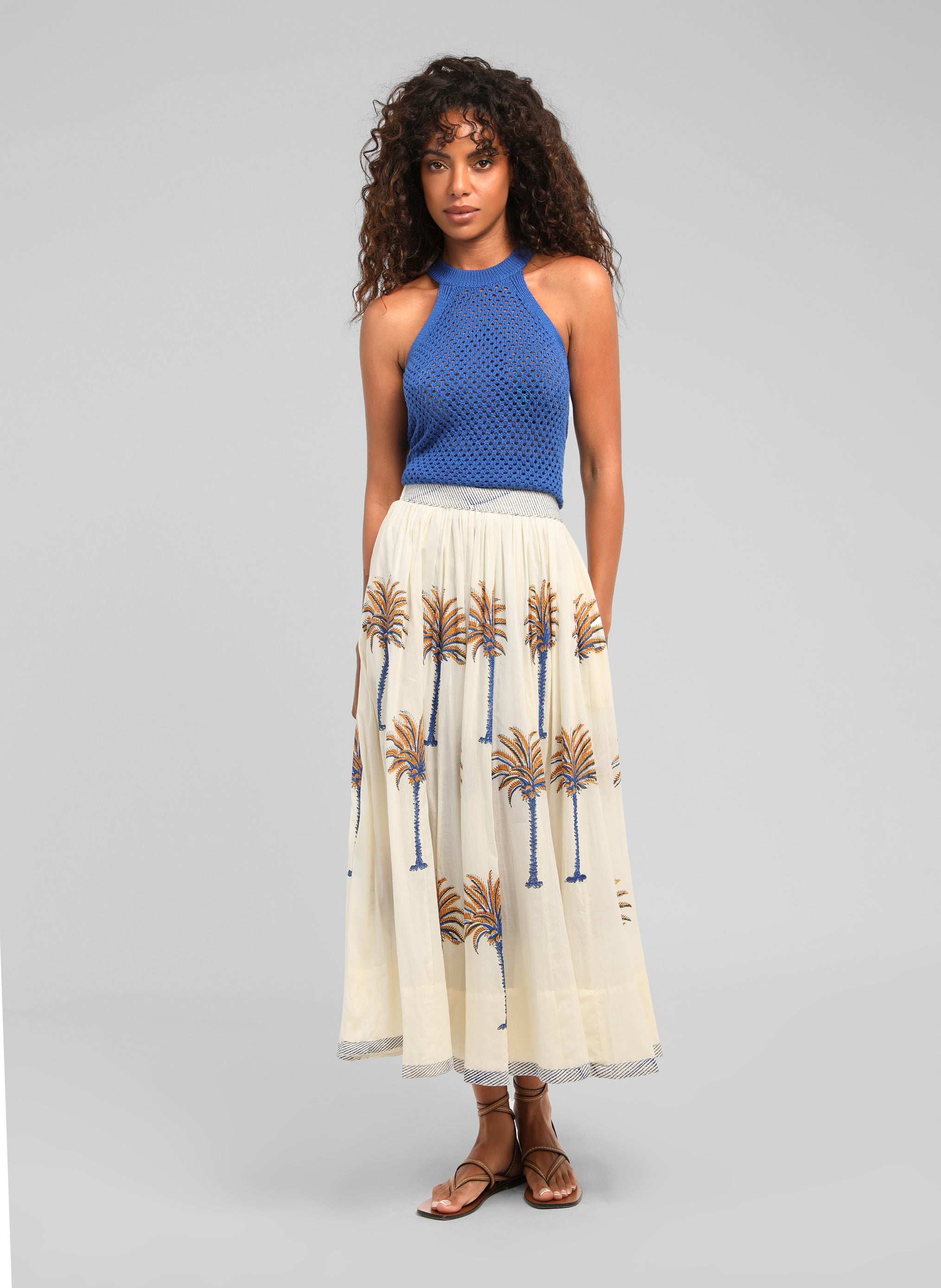 JUPE LONGUE ROSEMARY areca ecru