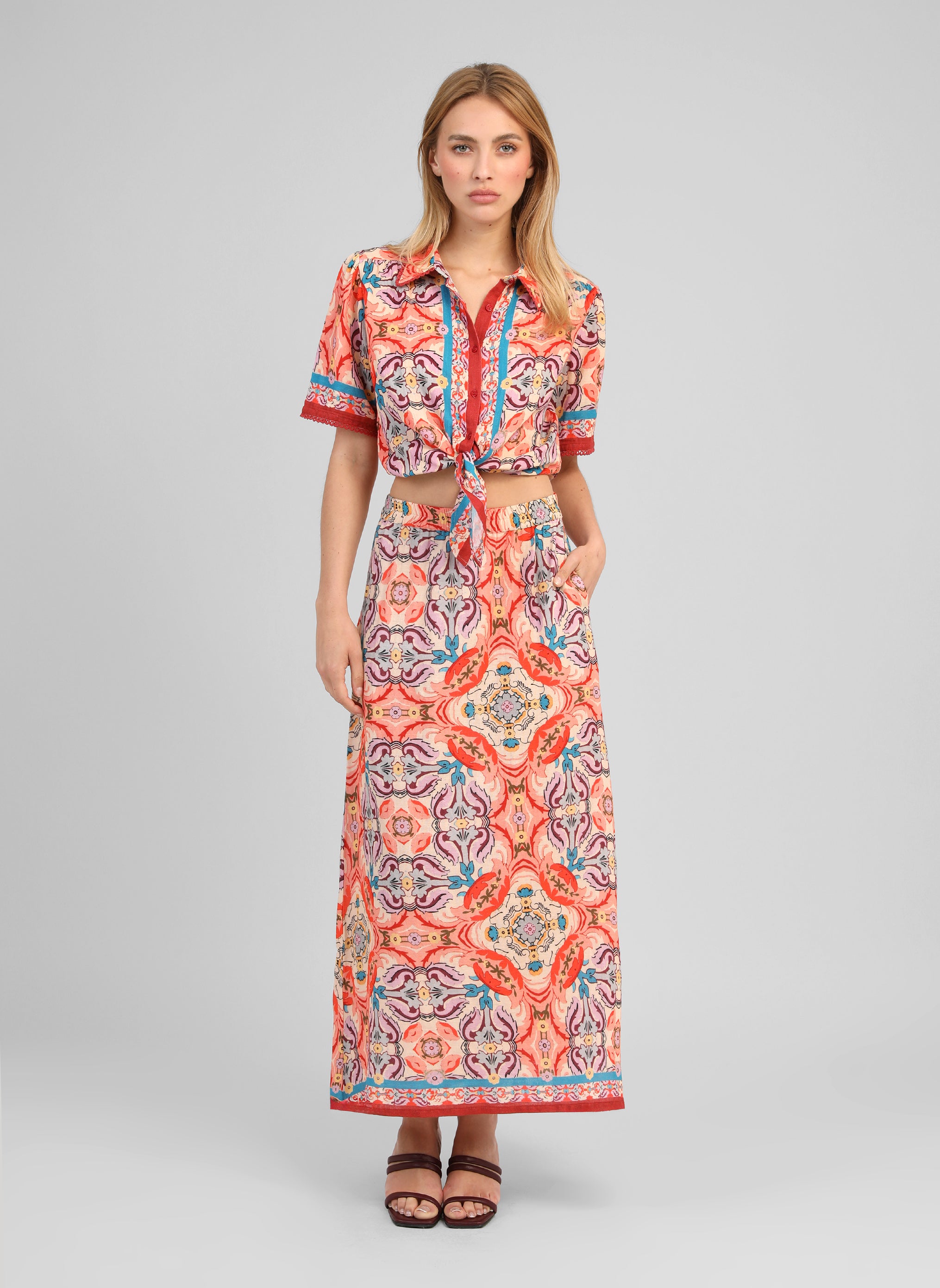 JUPE LONGUE RITHANA folka corail
