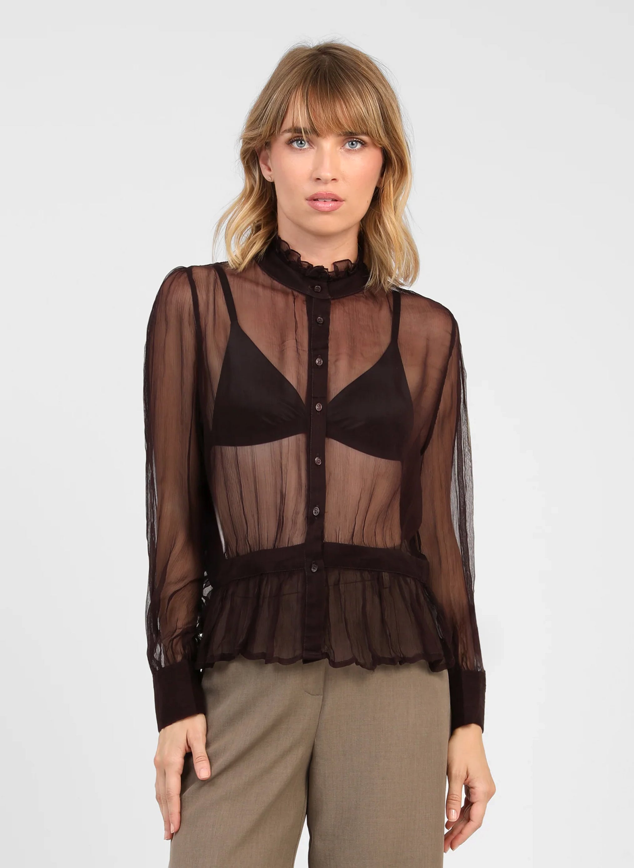 SIRIALIE BLOUSE, coffee