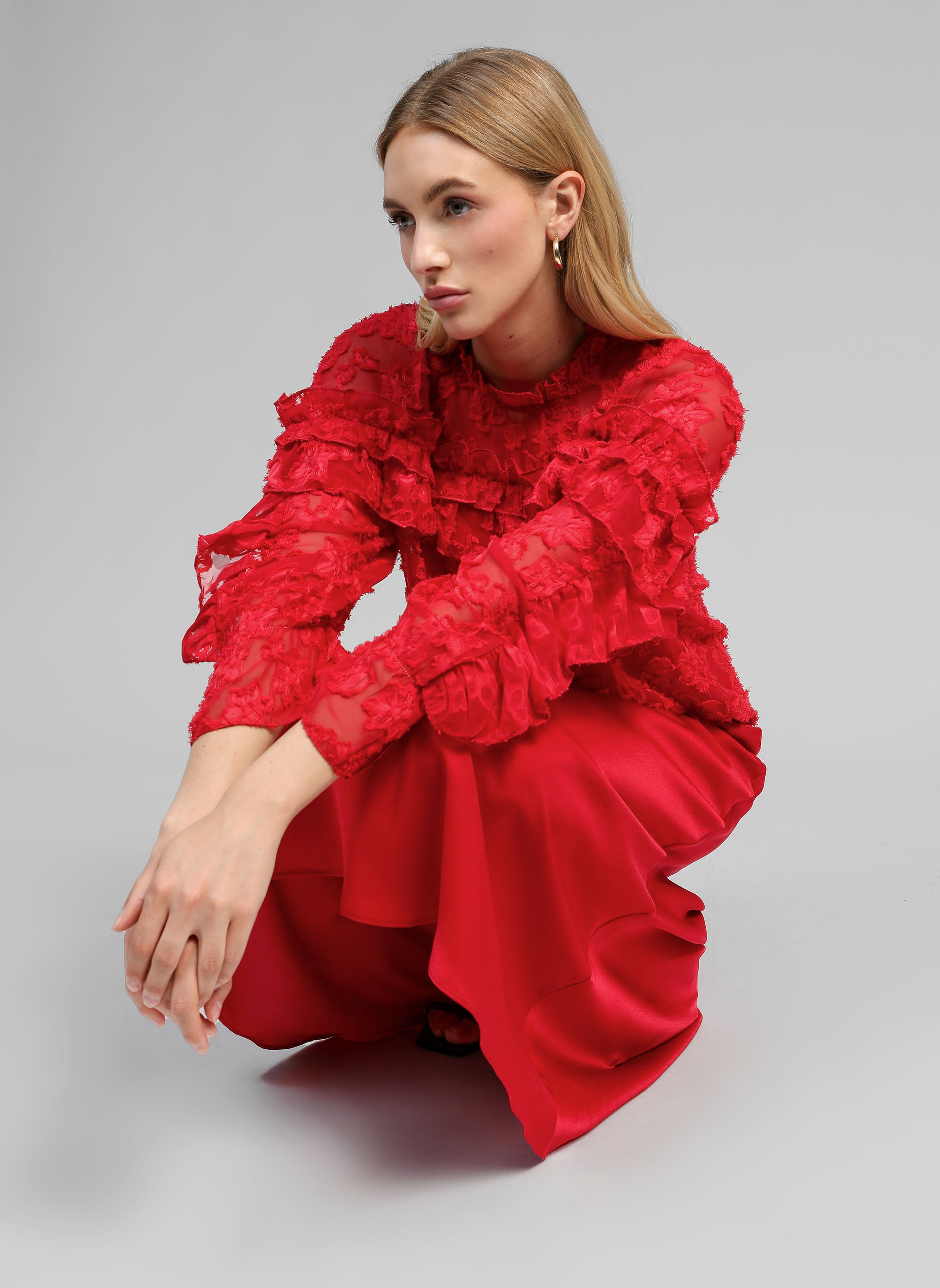 JANIALA falda midi roja