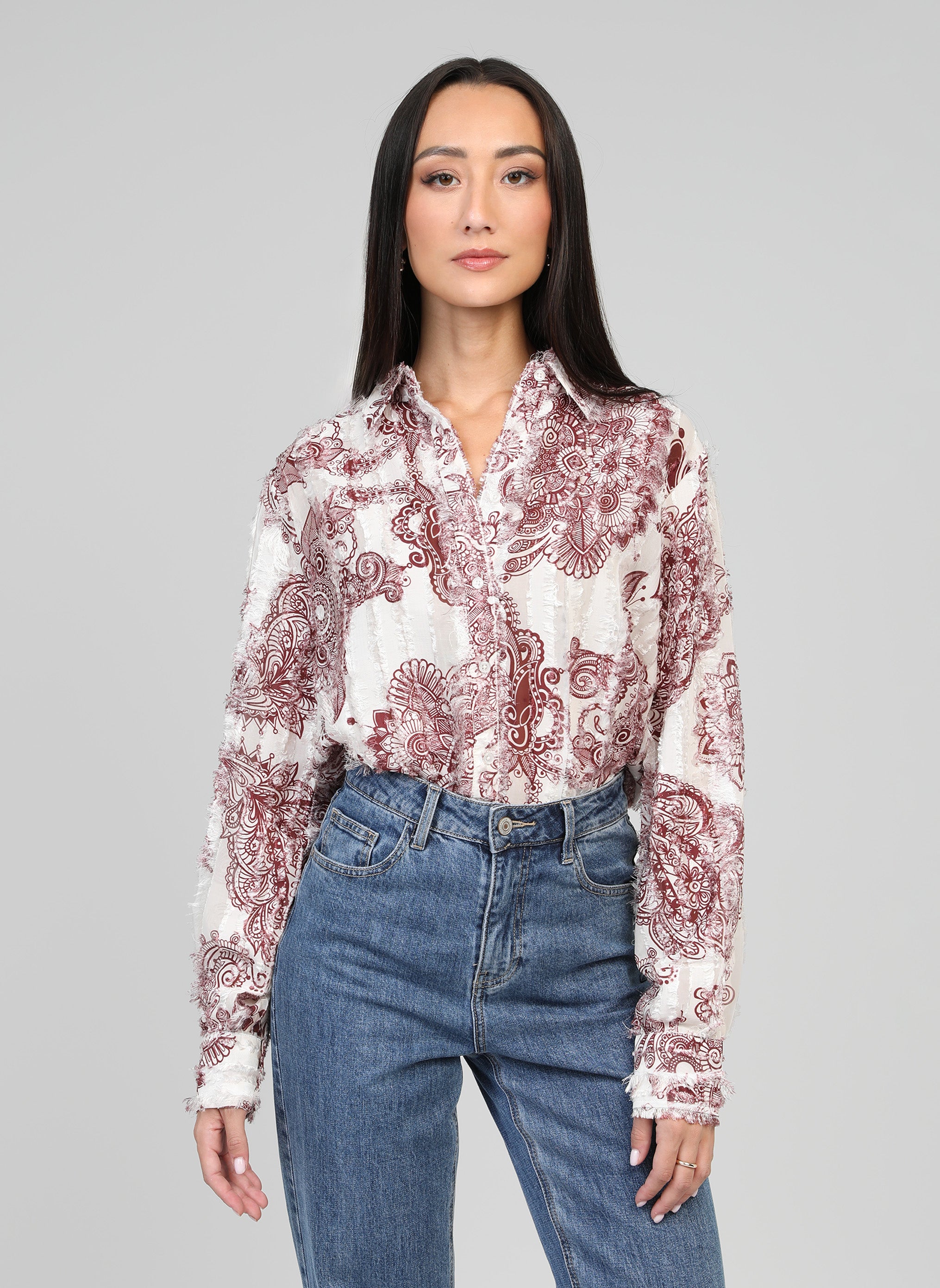 CHEMISE SOPHINA jakala bordeaux