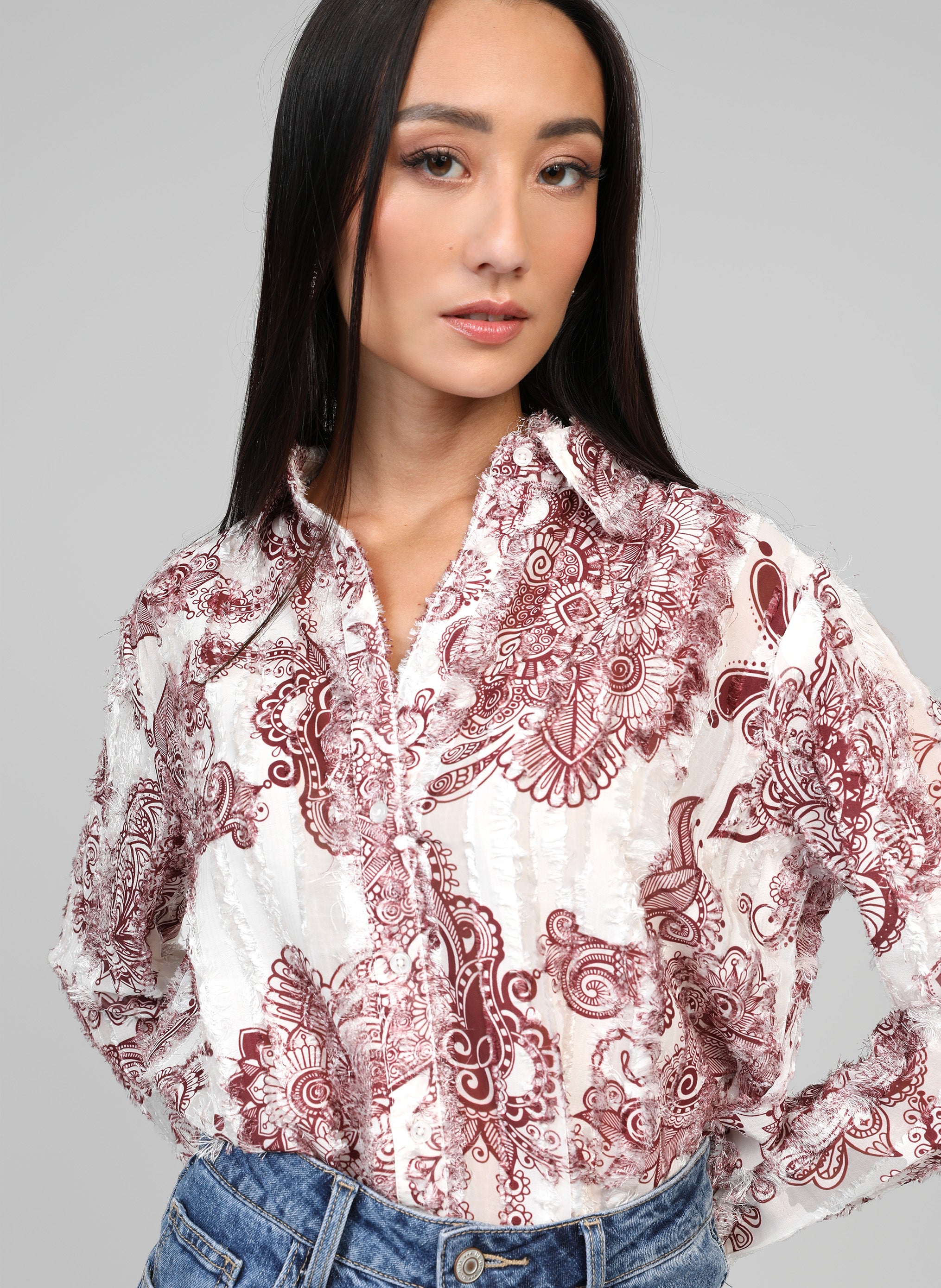 CHEMISE SOPHINA jakala bordeaux