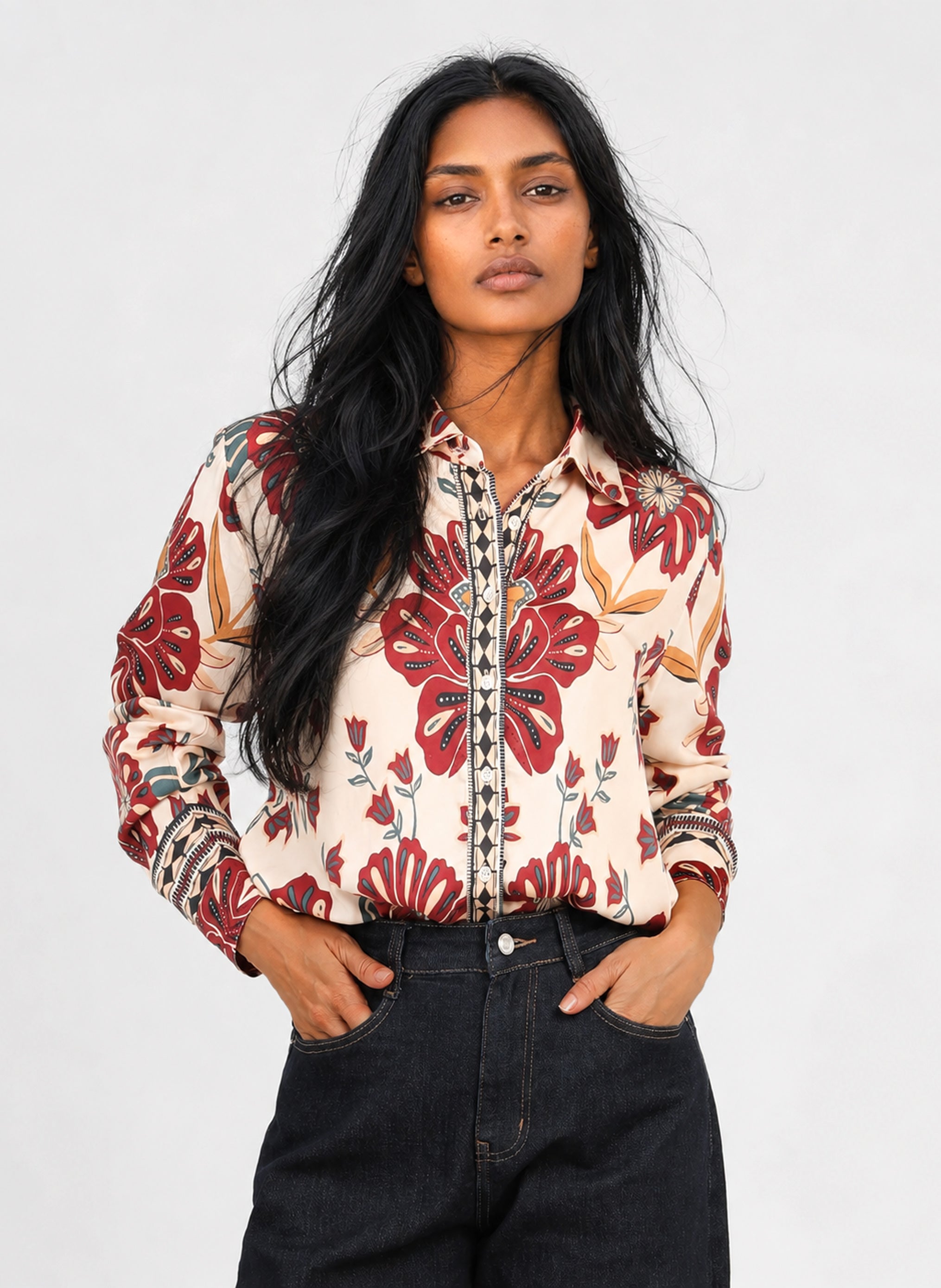 CAMISA SOTILIANE Tulipa, color crudo