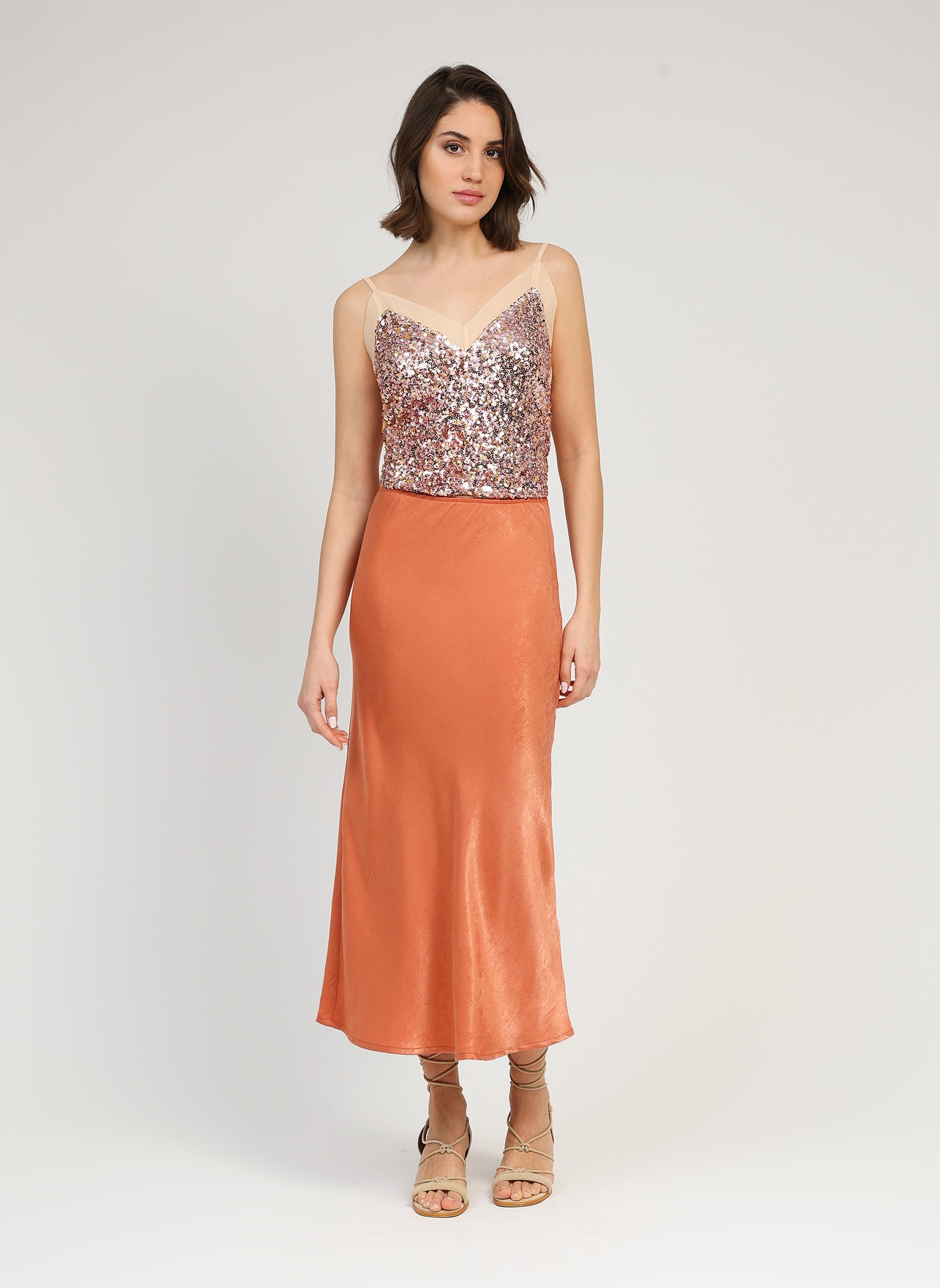 JUPE MIDI GALVINE terracotta