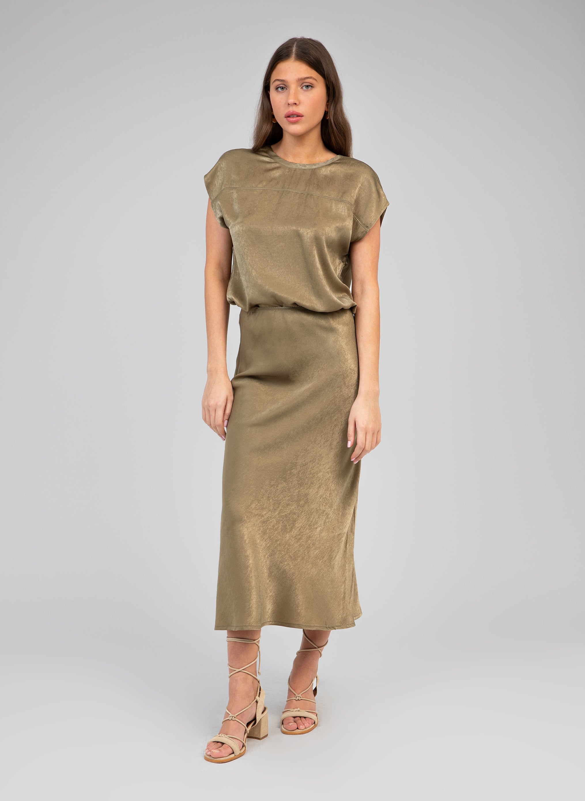JUPE MIDI GALVINE kaki