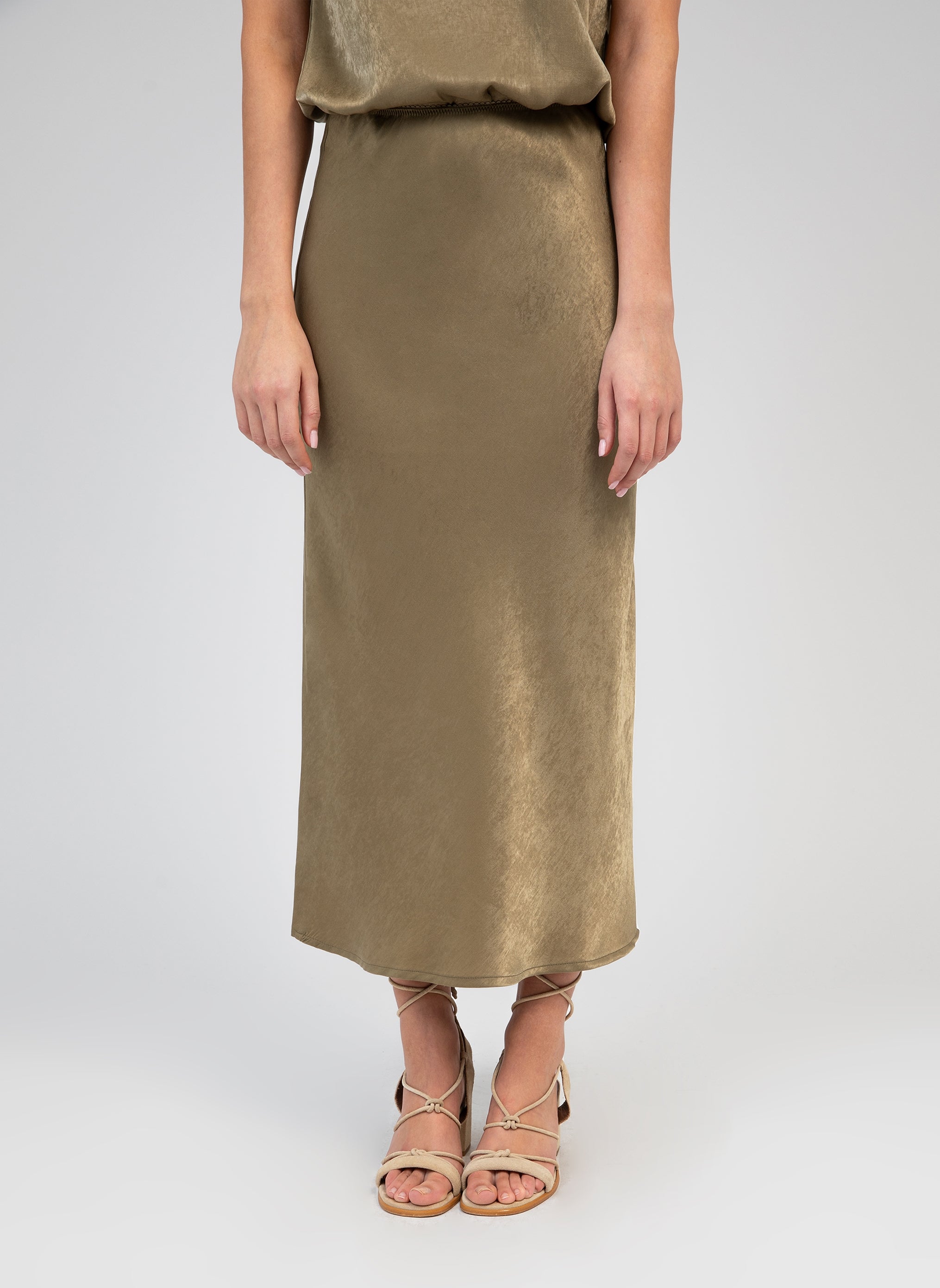 JUPE MIDI GALVINE kaki