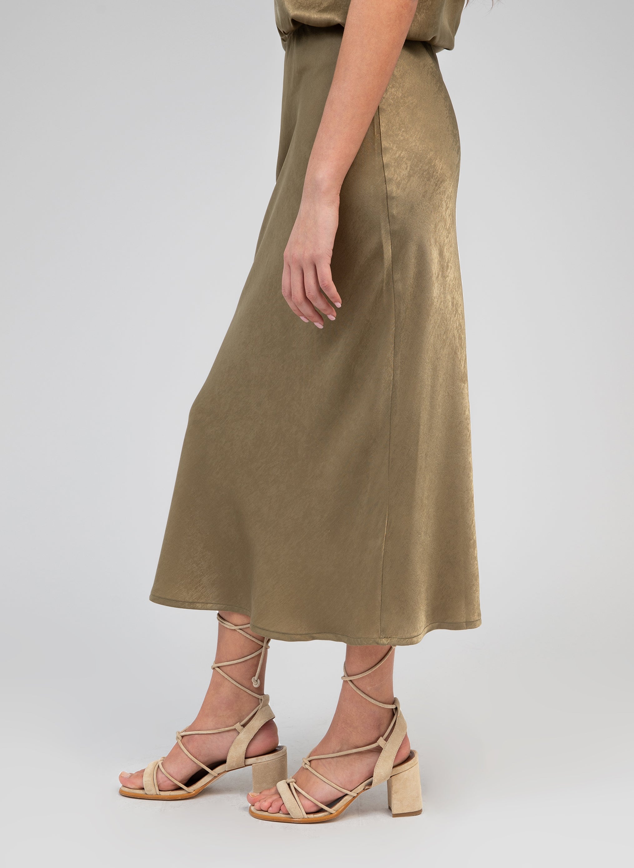 JUPE MIDI GALVINE kaki