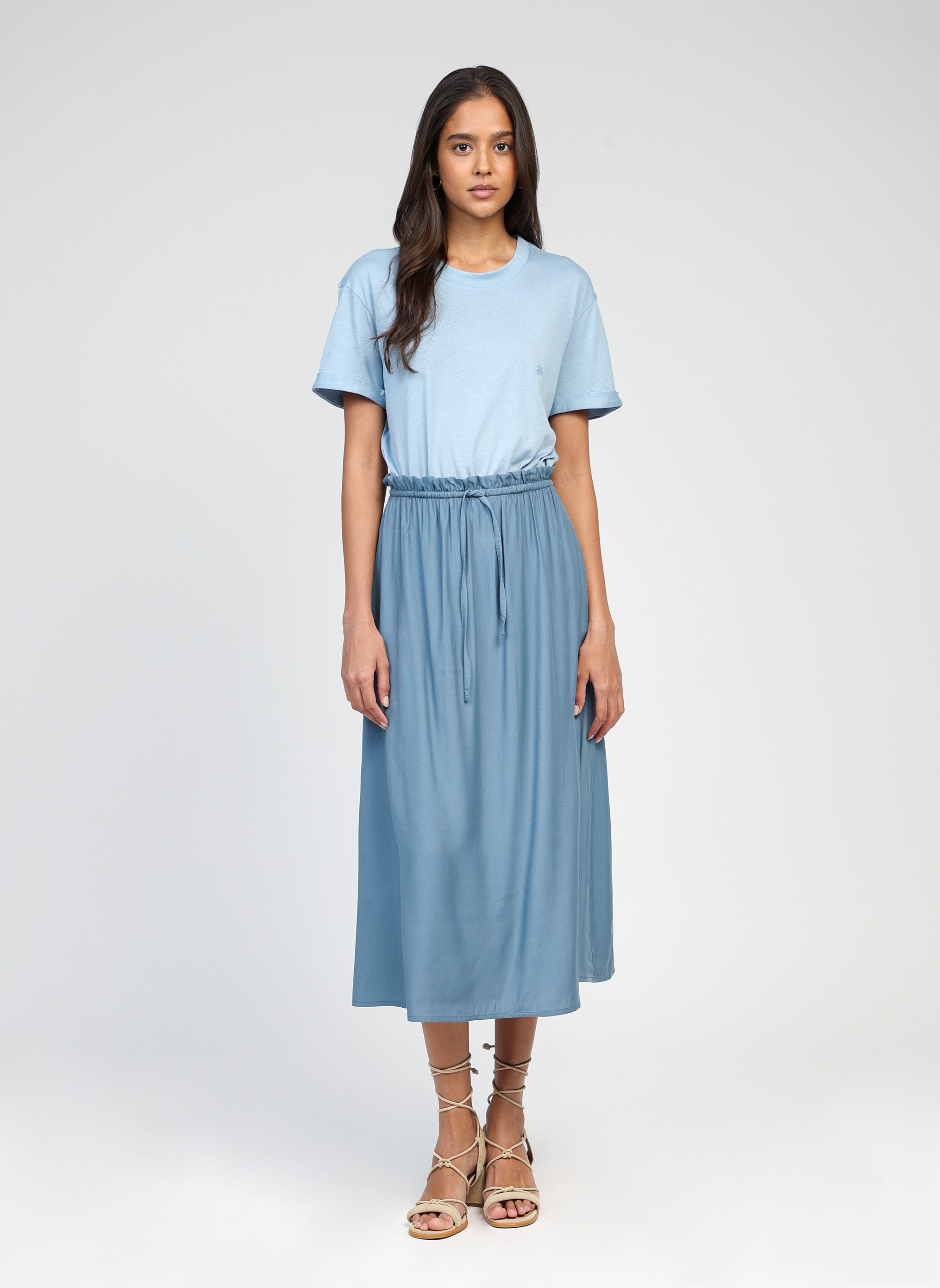 JUPE MIDI GANELIA azur