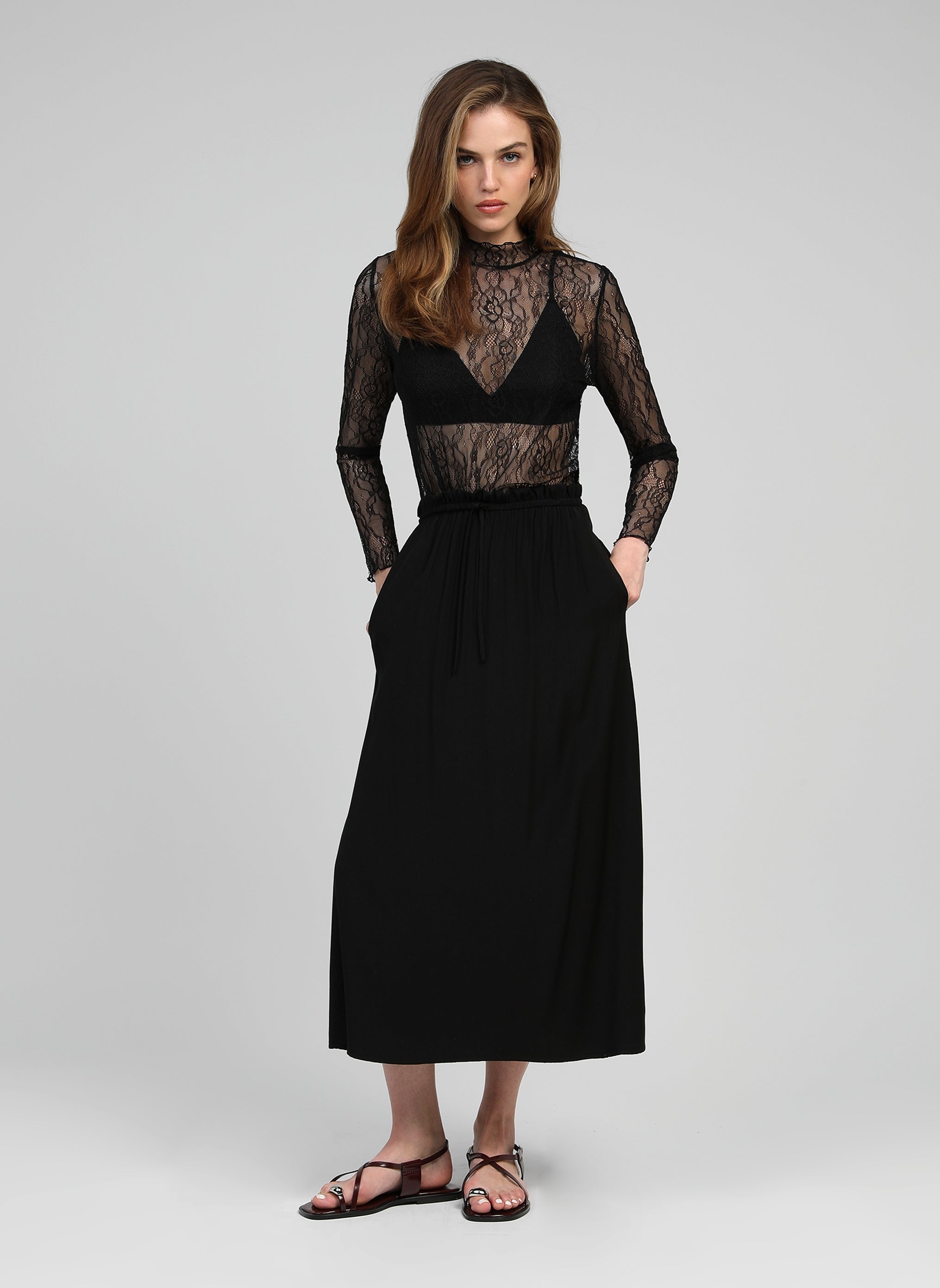 JUPE MIDI GANELIA noir