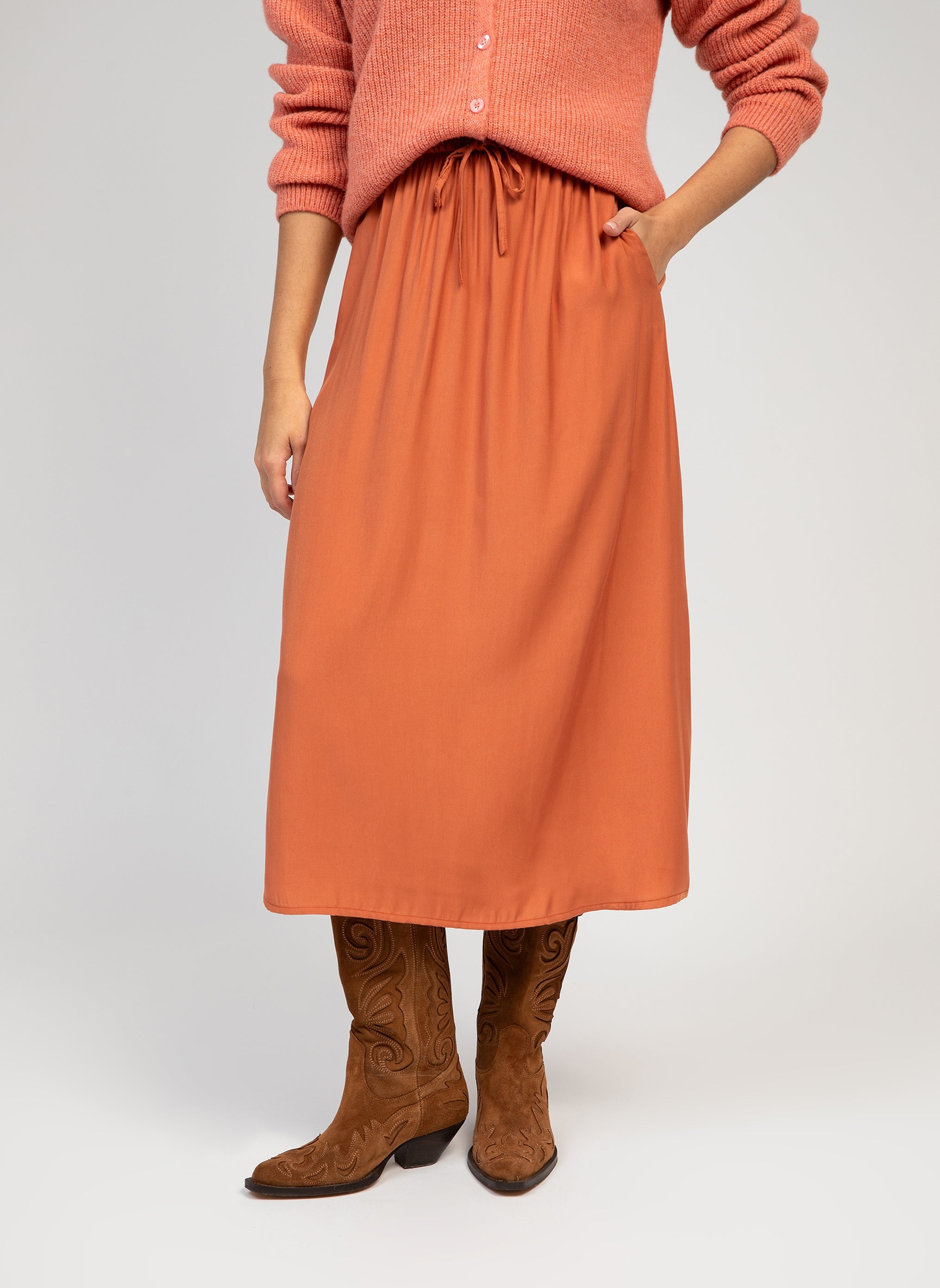 MIDI SKIRT GANELIA terracotta