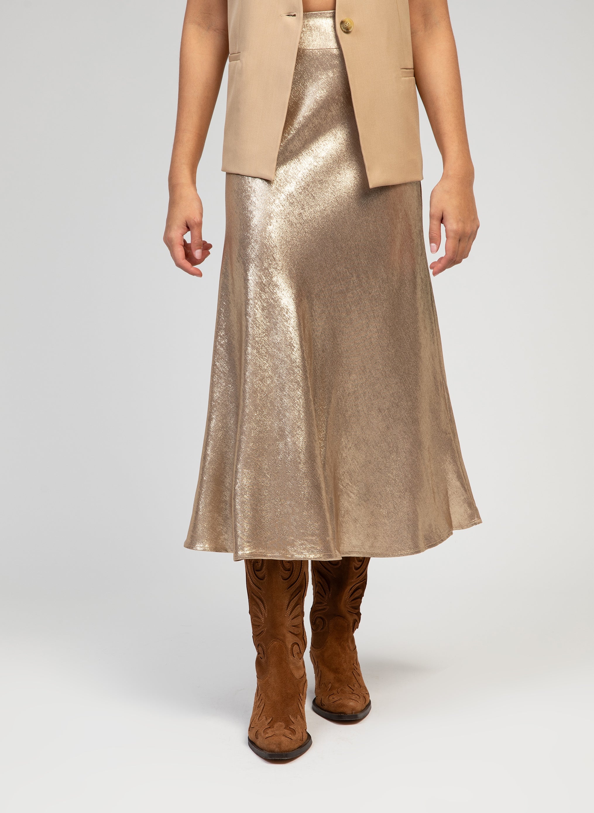 JUPE MIDI JANYMA gold