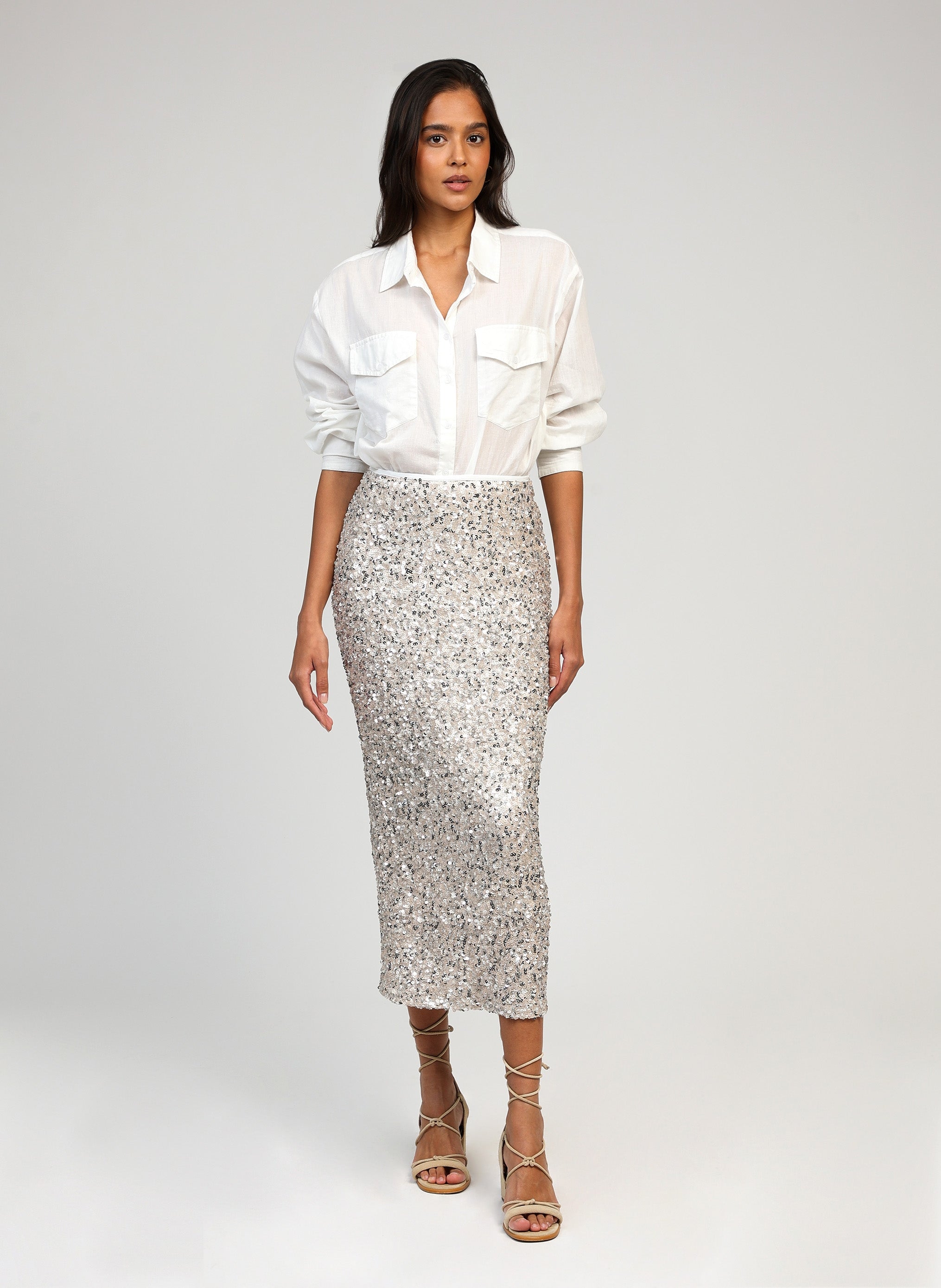 JUPE MIDI JURYLY blanc multi