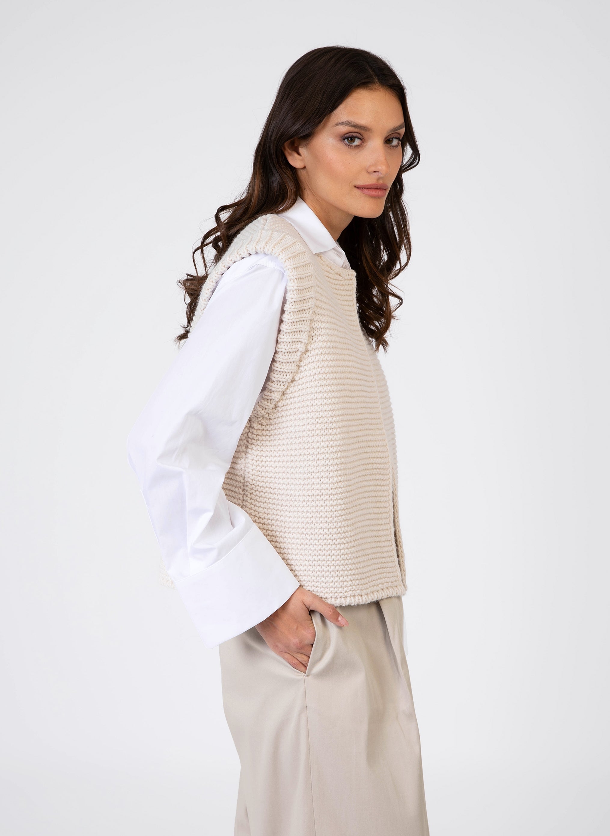CARDIGAN SANS MANCHE LEGRINGOU ecru